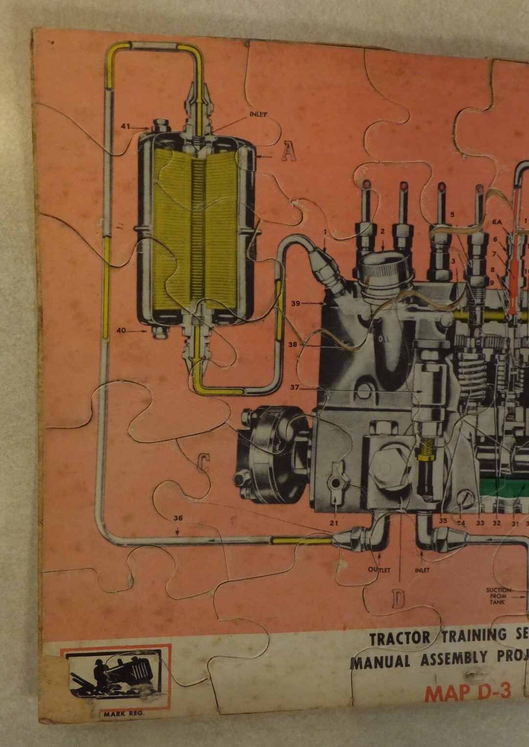 Vintage 1954 Tractor Training Service Project JIGSAW PUZZLE 11″ x 8.5″ MAP D-3