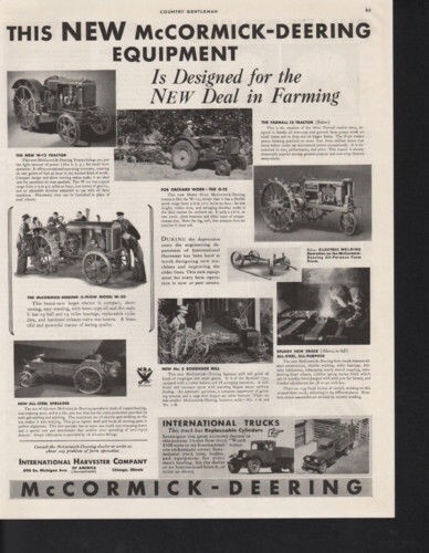 1934 INTERNATIONAL HARVESTER MCCORMICK DEERING FARM TRACTOR TRUCK AD 10324