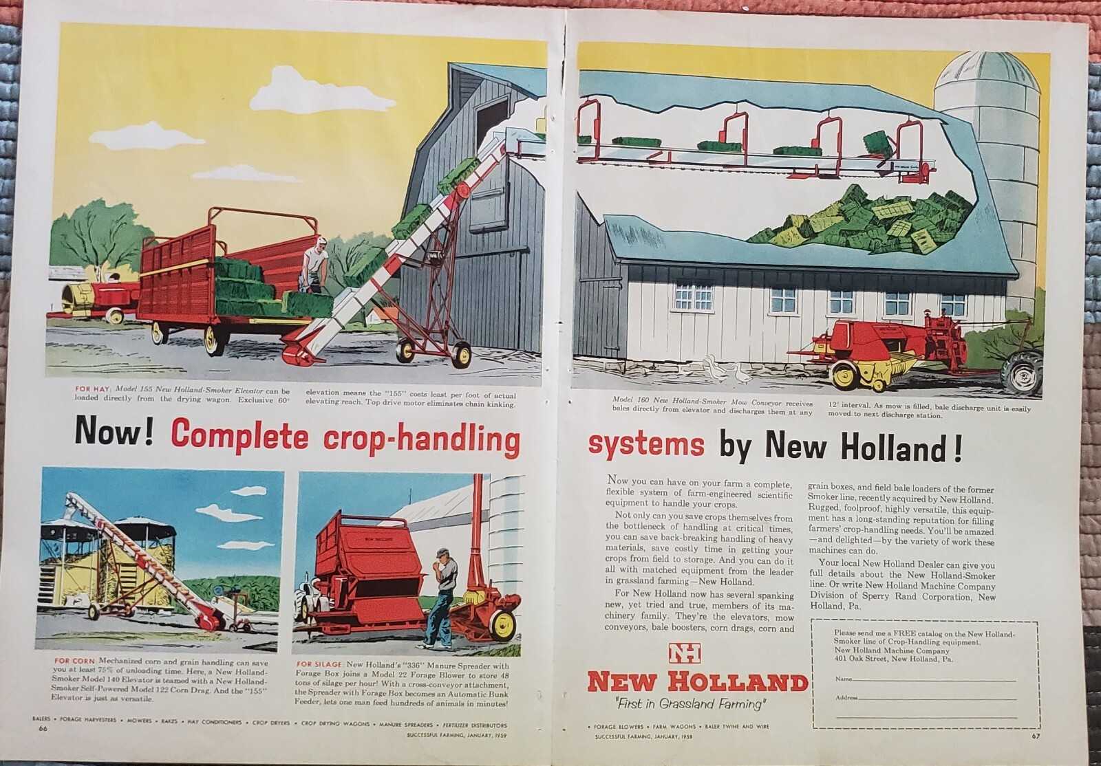 New Holland Equipment 1959 Magazine Advertisement 2 Page