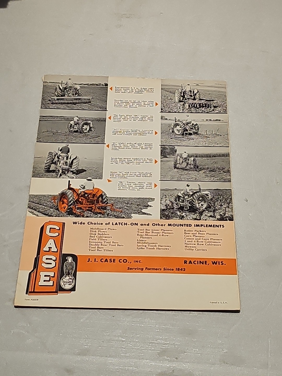 Vintage Case Eagle Hitch Farming Sales Brochure Tractors 2 / 3 Plow