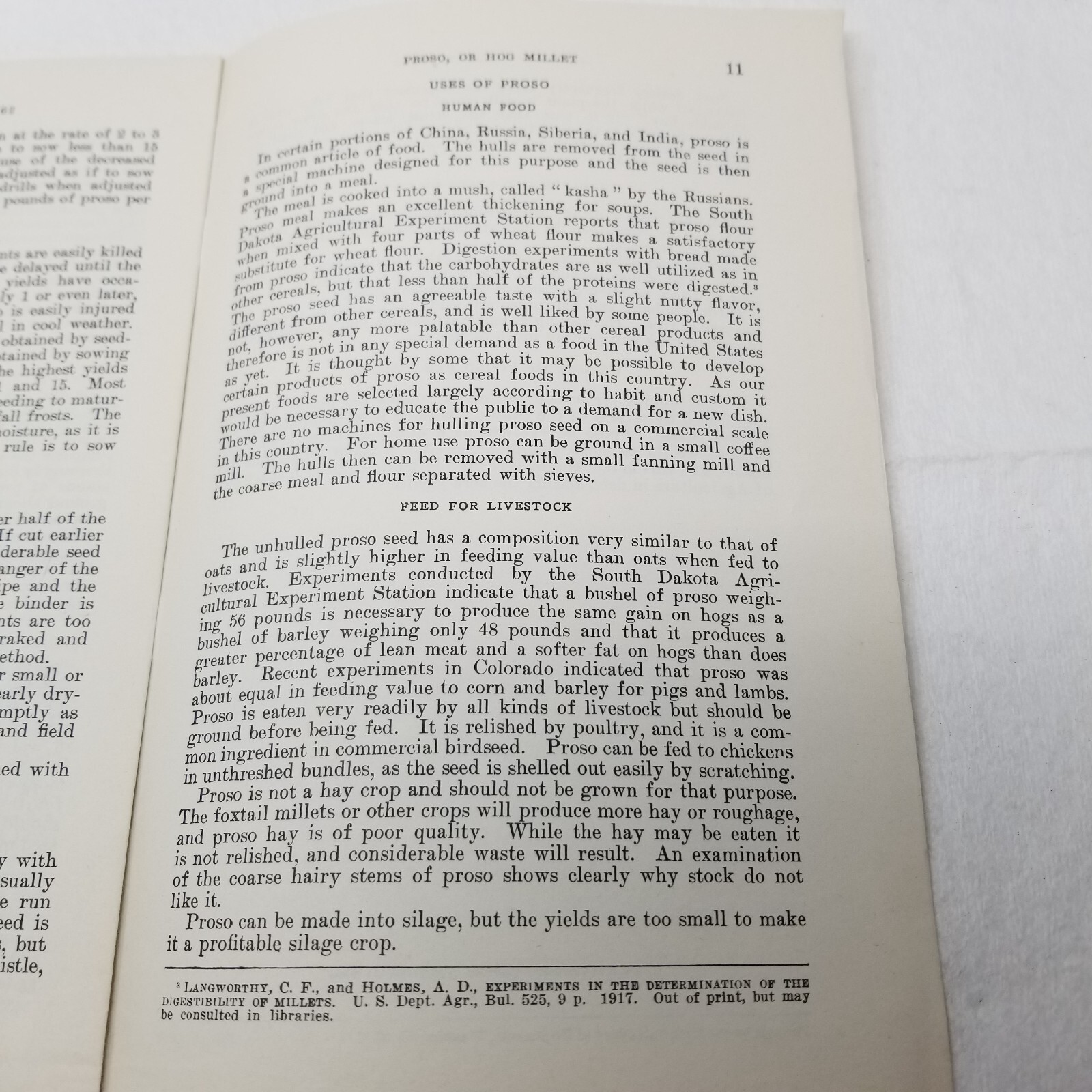 Proso Hog Millet 1937 Farmers’ Bulletin Booklet 1162 USDA Photos Charts