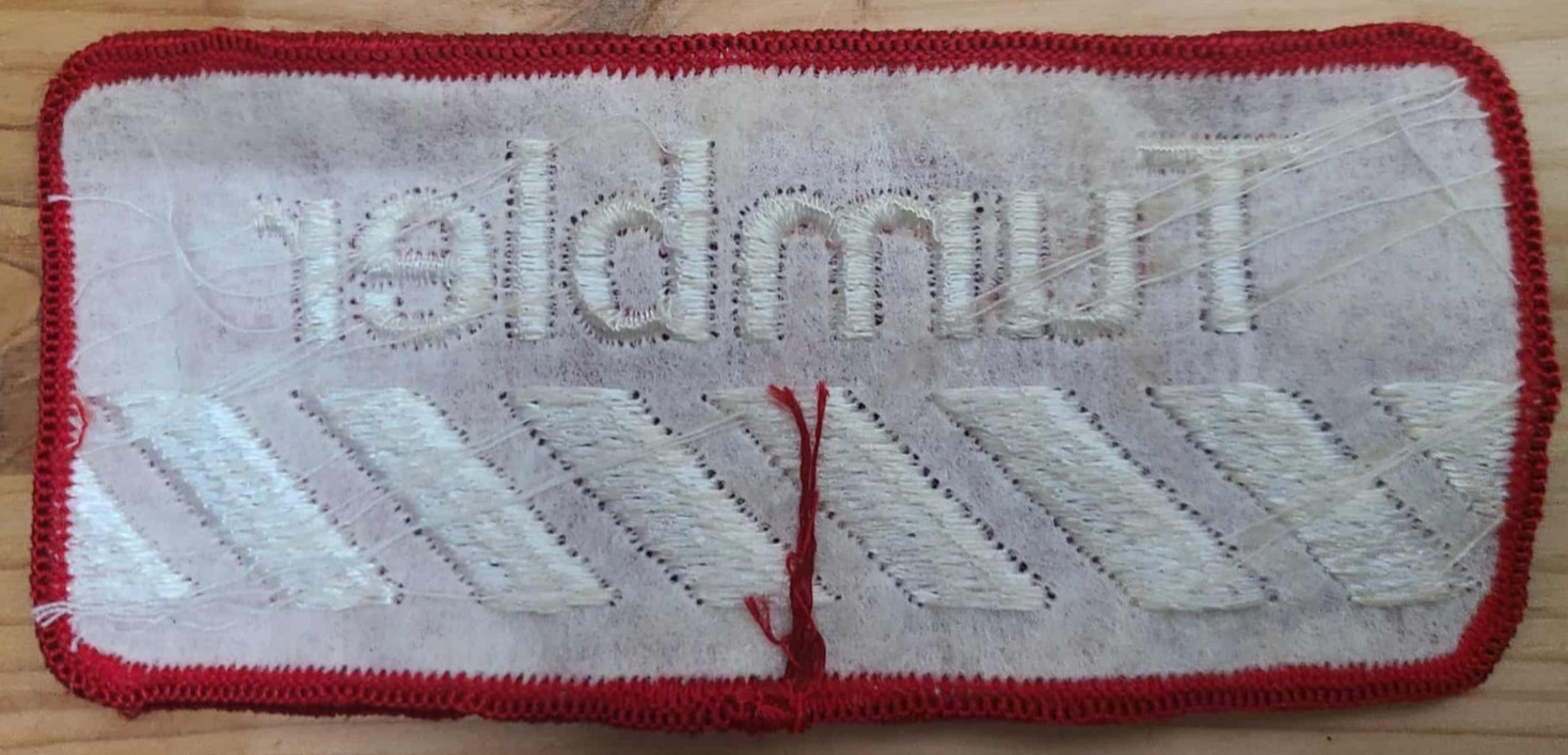 “Tumbler Red Embroidered Patch Sew Iron On Badge Stripe Design”