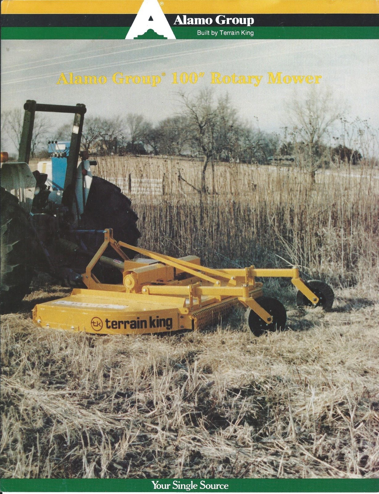 Farm Equipment Brochure – Terrain King – Alamo 100 – Rotary Mower c1988 (F5879)