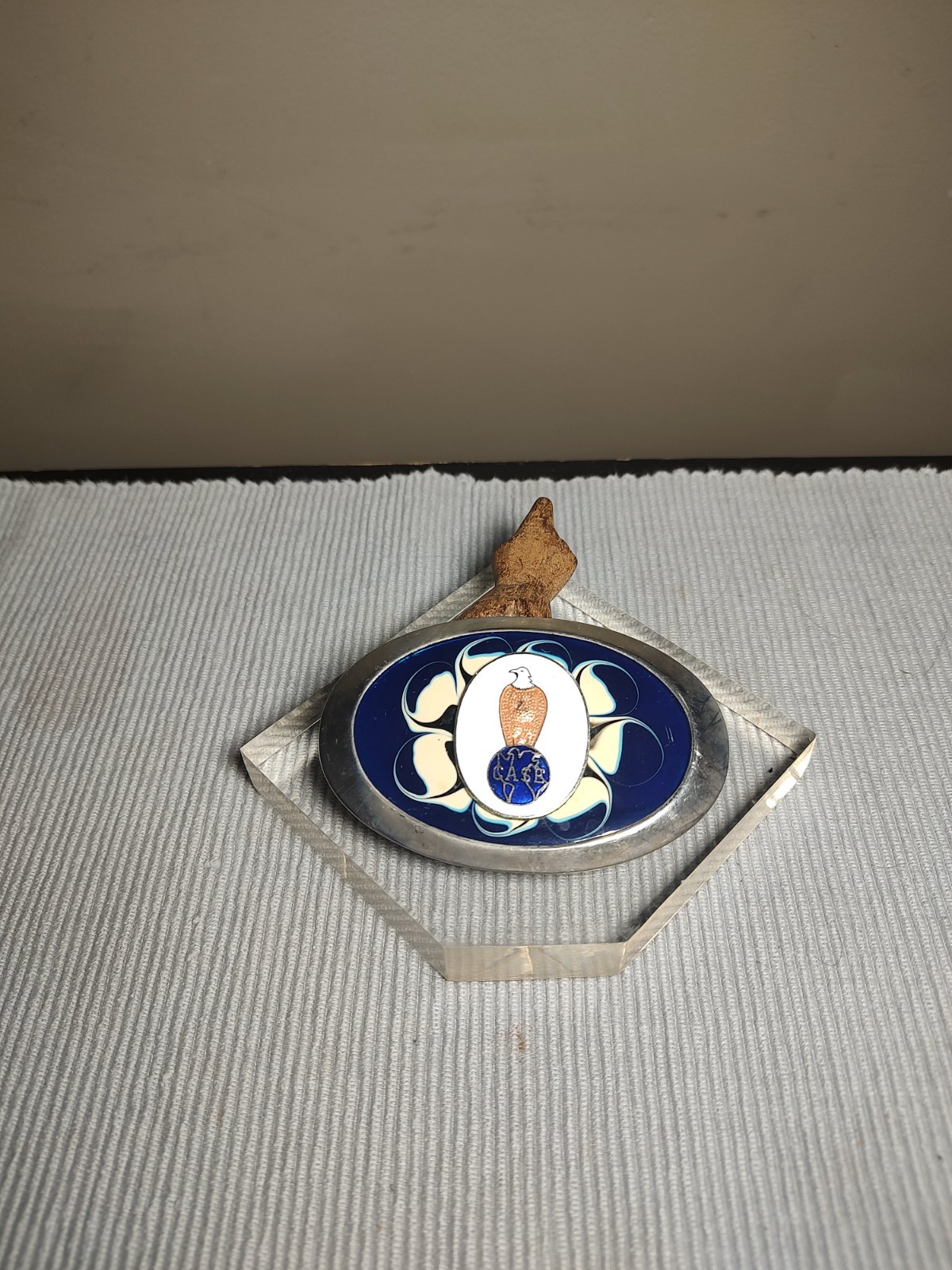 Case Colored Blue & WhiteBelt Buckle with Eagle Silvertone 3.5″