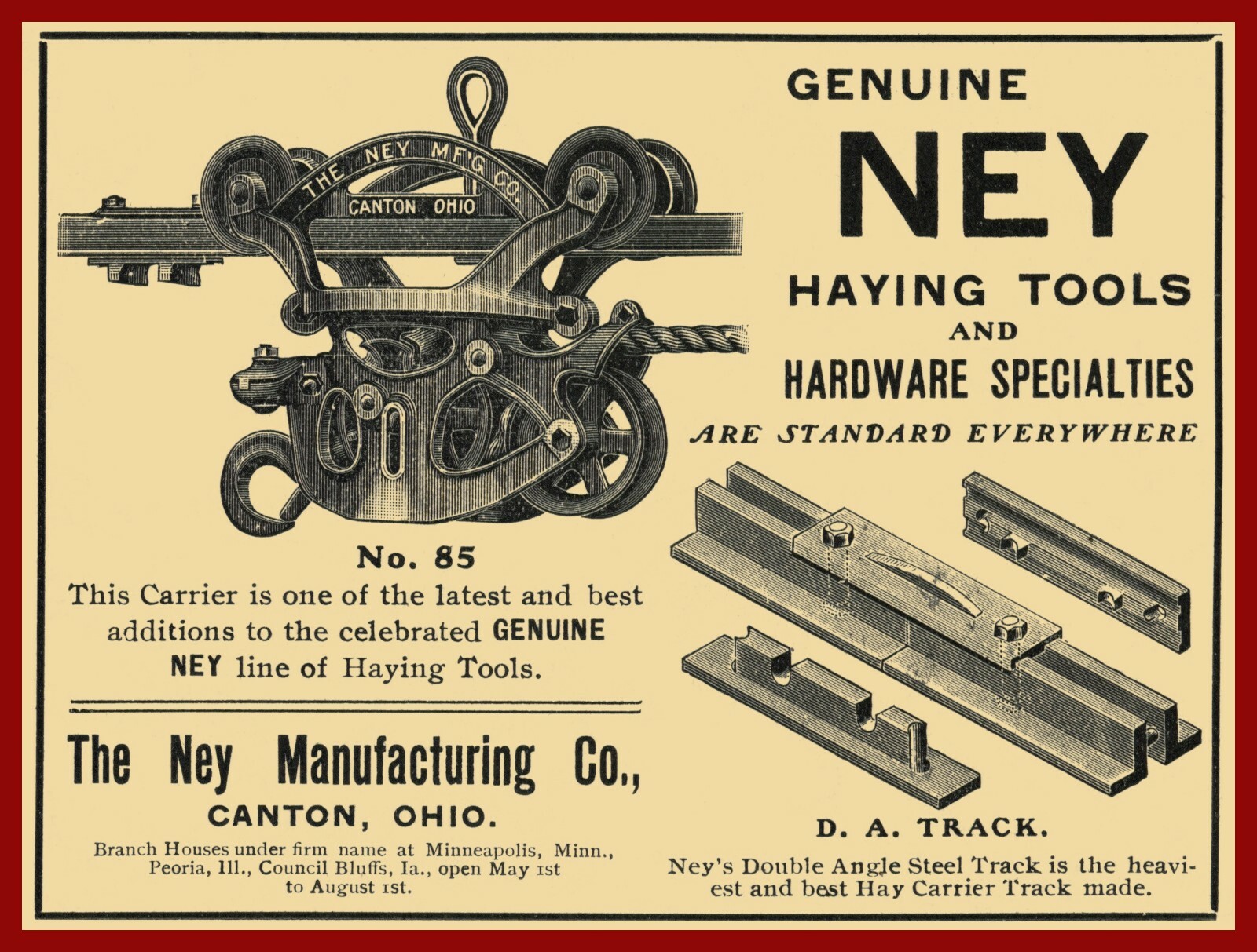 1905 Ney Mfg. Co. NEW Metal Sign: Ney Hay, Haying Tools – Canton, OhiO, 12×16″