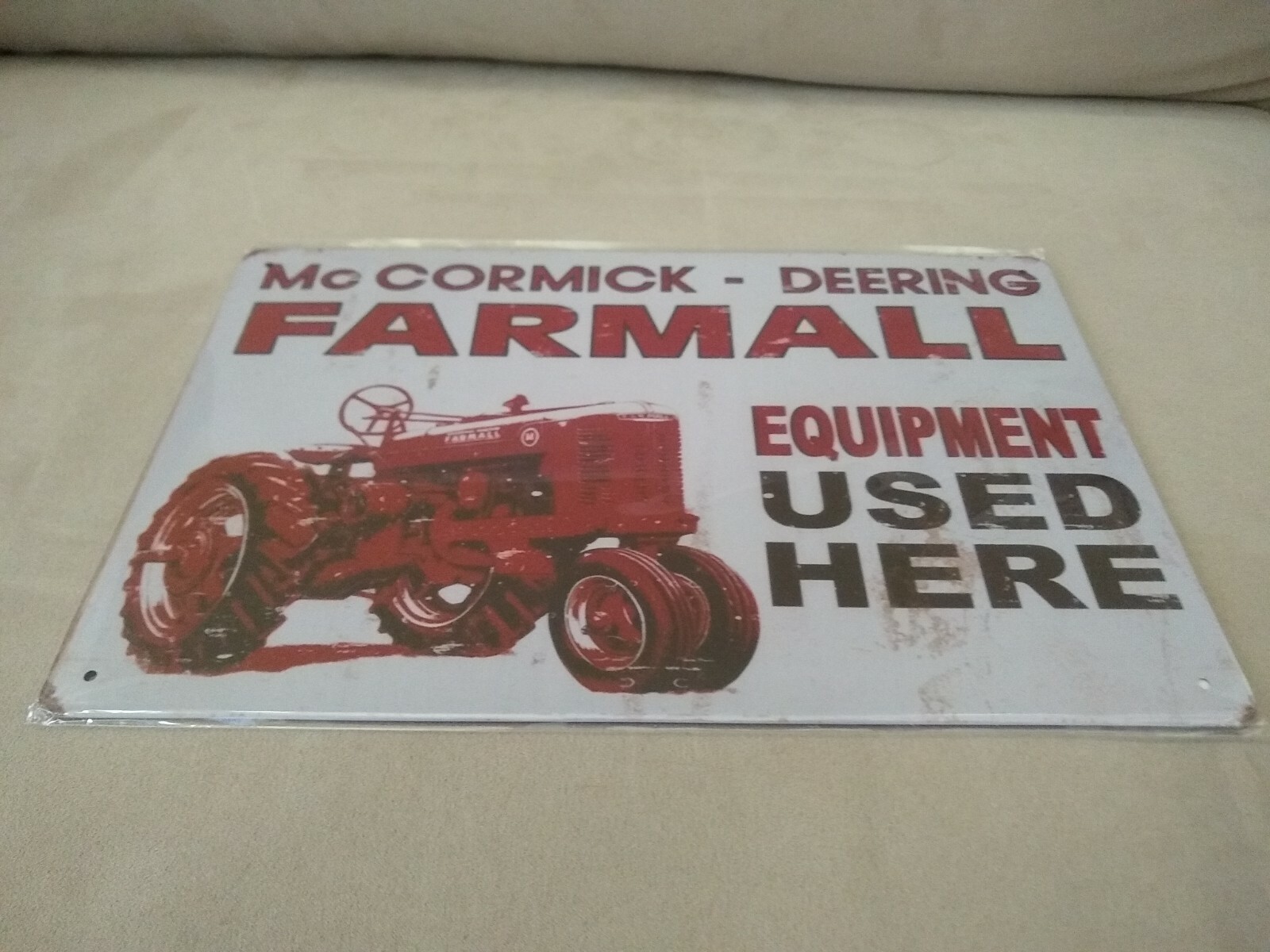 New Sealed McCormick Deering Farmall Equipment Metal Tin Sign 8 x 12 Man Cave