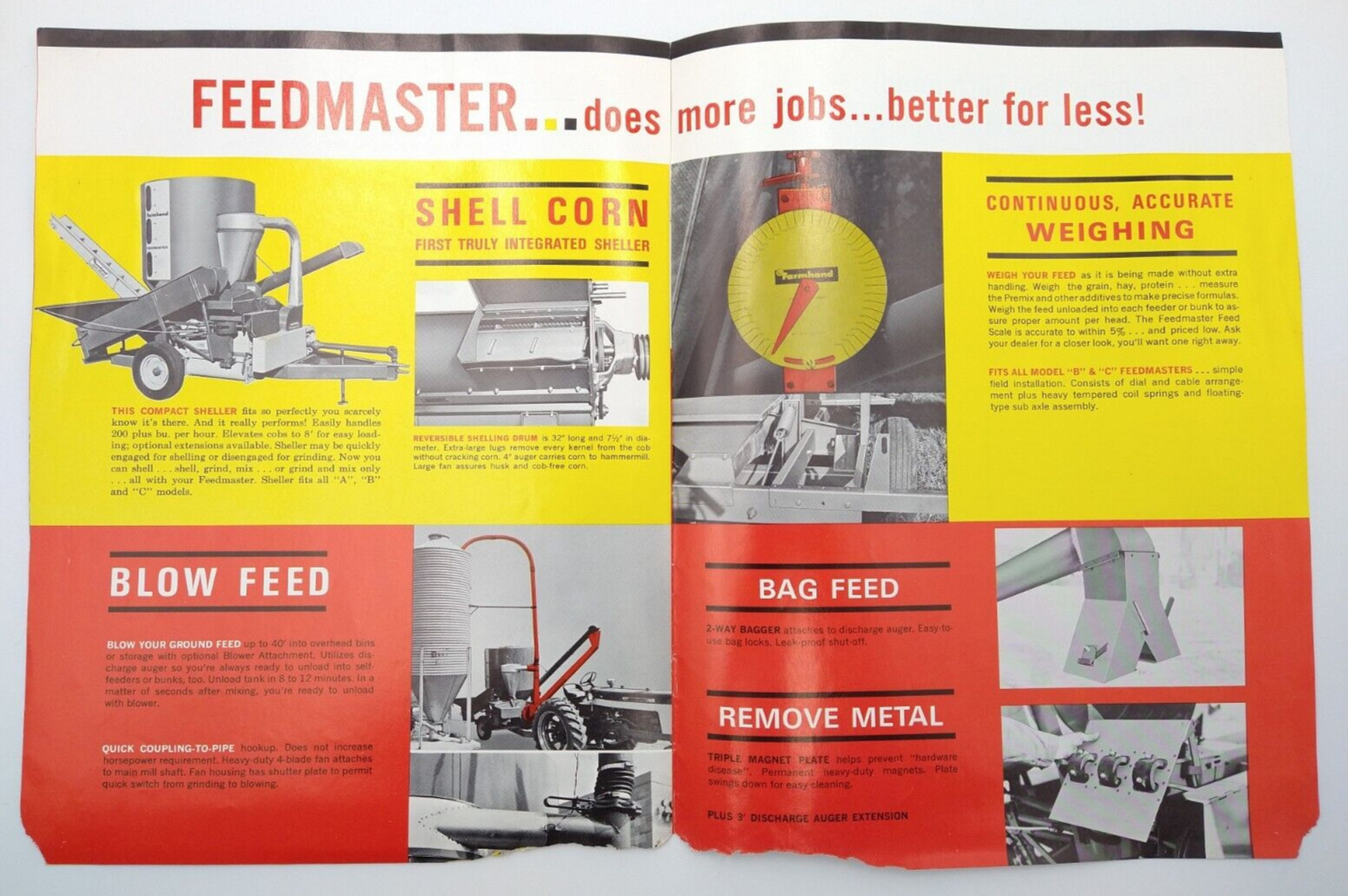 VTG 1960s Farmhand Feedmaster Dealer Sales Brochure 8 pg 8.5″x11″ Grinder Mixer