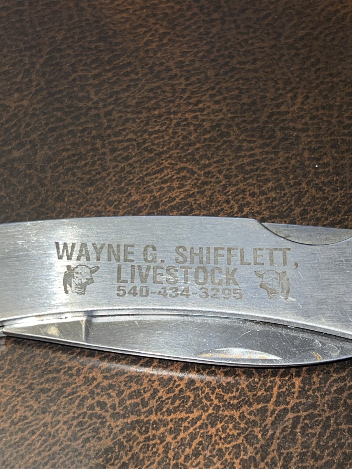 Vintage Northern Va Wayne Shuffler Livestock Advertising Pocket Knife Premium