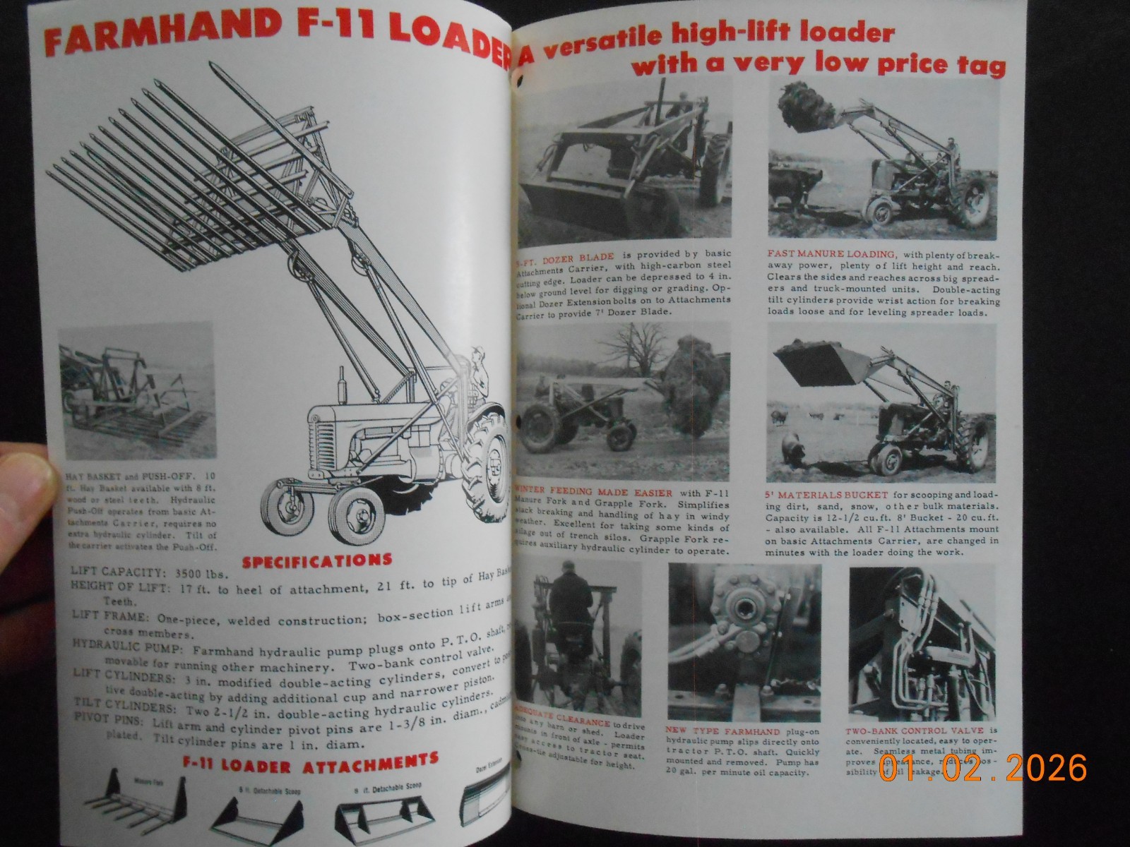 1963 Farmhand Company Loaders F11 F14 F15 Brochure 8 pgs Hopkins MN Winnipeg MB