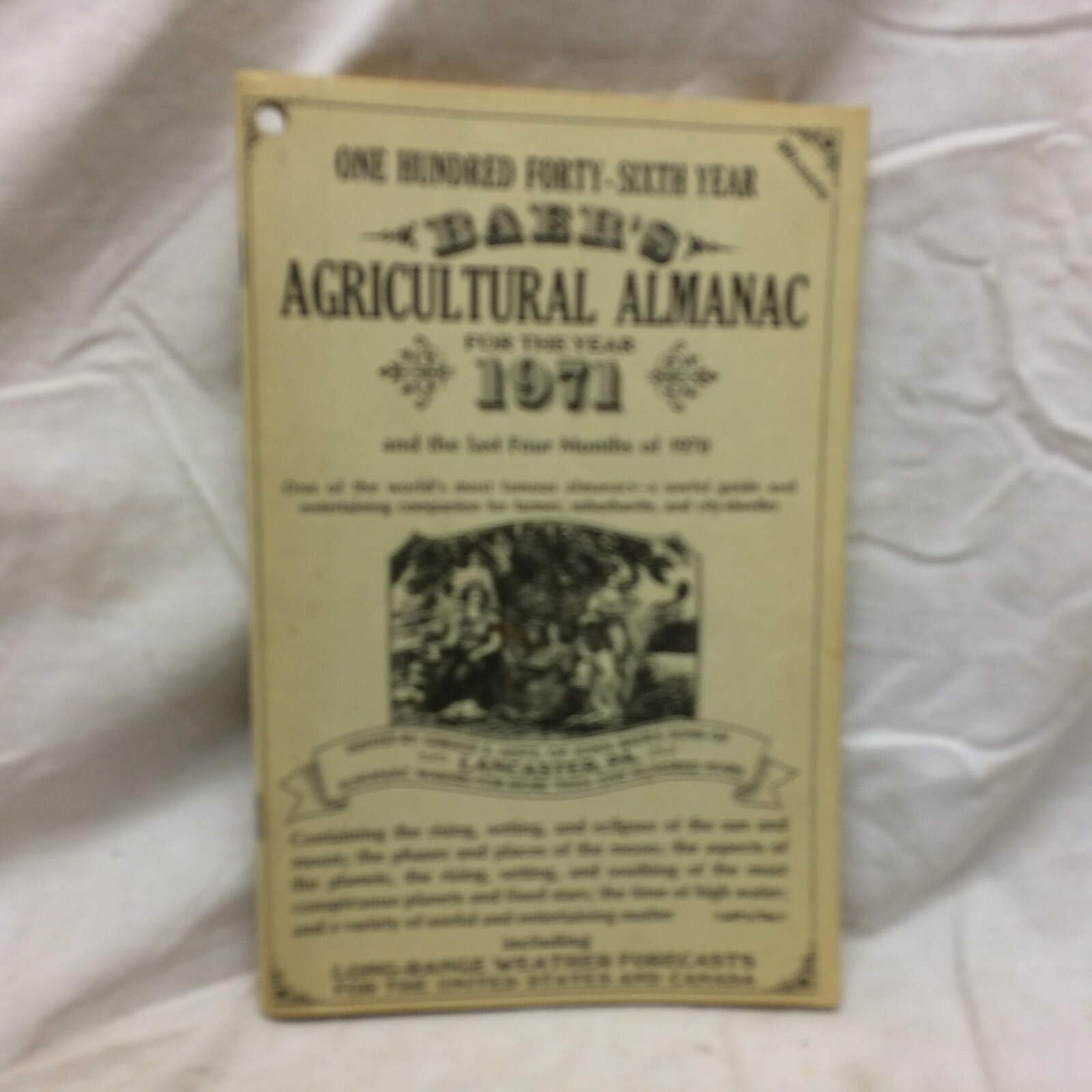 Vintage 1971 Baer’s Agricultural Almanac Lancaster, PA