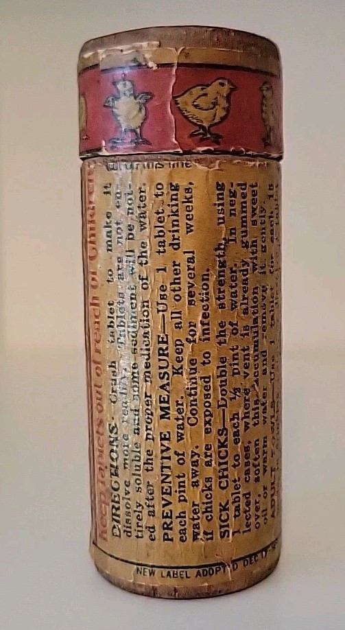 Antique Conkeys White Diarrhea Tablets Chicks Farm Medicine Rare Wood Bottle SEE