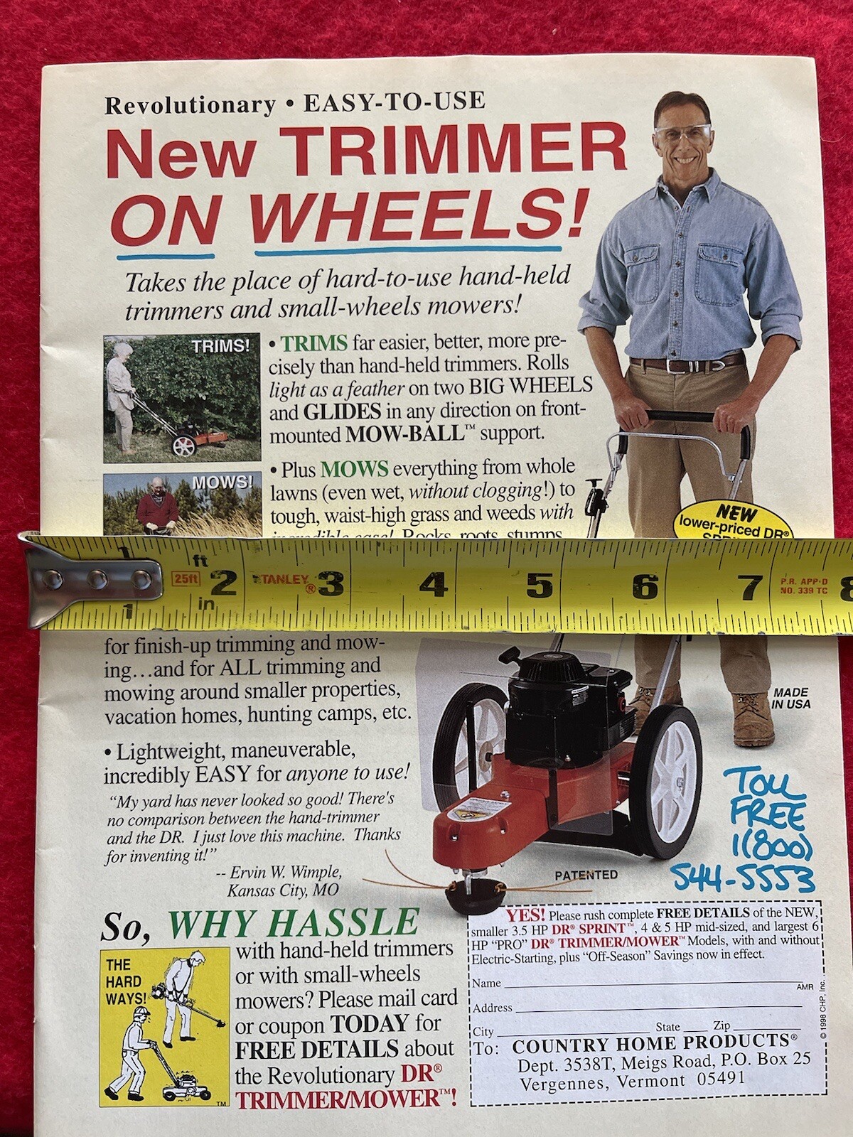 Vintage 1998 Print Ad DR Trimmer On Wheels Advertisement