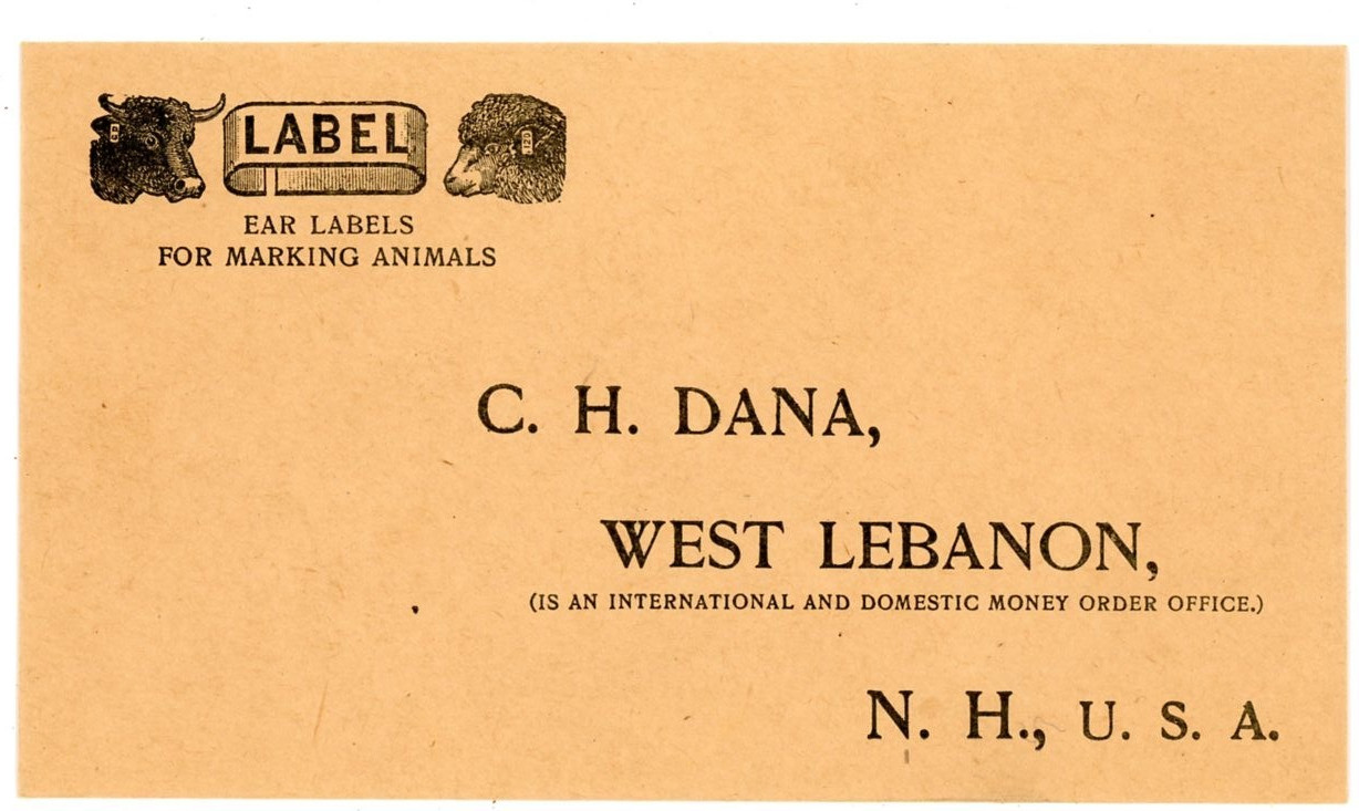 Dana’s Stock Labels & Breeder Memorandum C H Dana West Lebanon New Hampshire