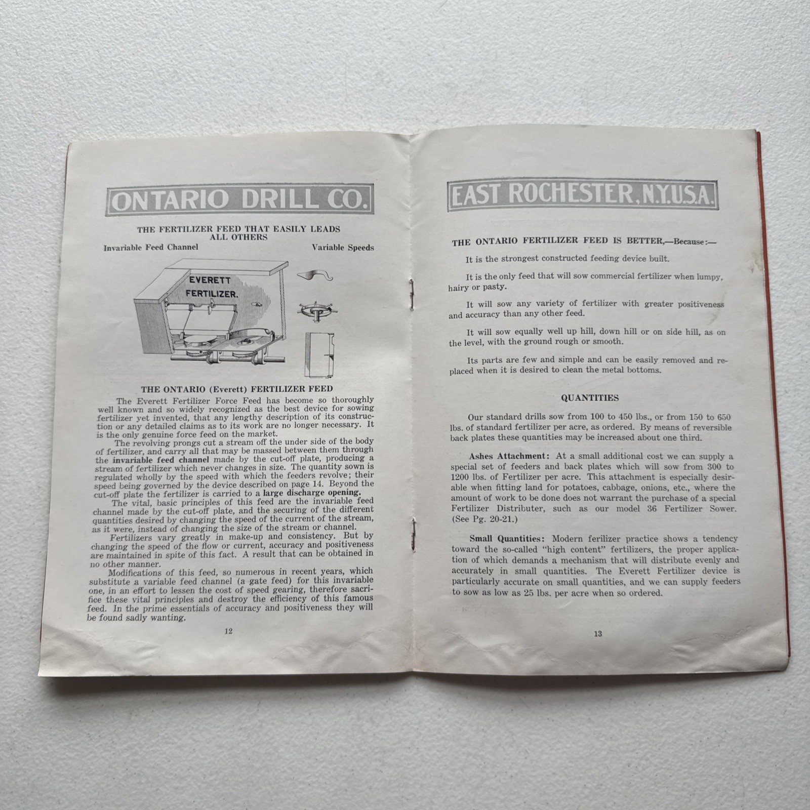Vintage Ontario Drill Co. Grain & Fertilizer Drills Catalog East Rochester, NY