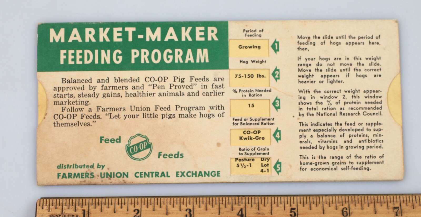 Vintage Farmers Union Central Exchange Market Maker Feeding Program Calculator