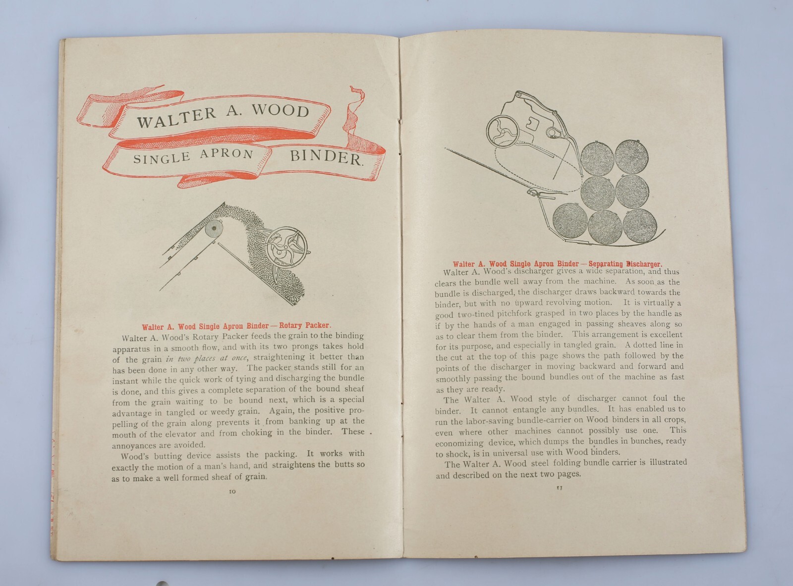 1890 Walter A. Wood Single Apron Binding Harvester Descriptive Pamphlet Brochure
