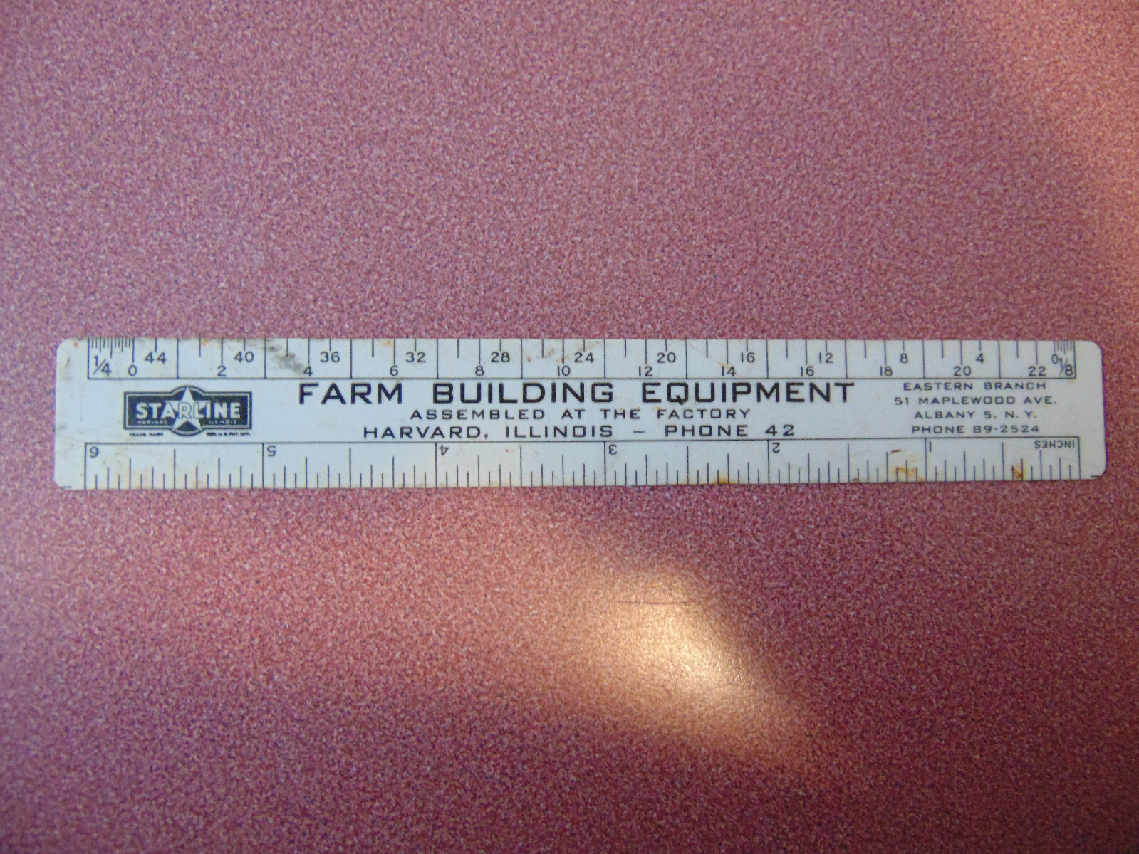 Farm Building Equipment Harvard, Illinois 6″ Plastic Ruler/ Albany 5 N.Y.