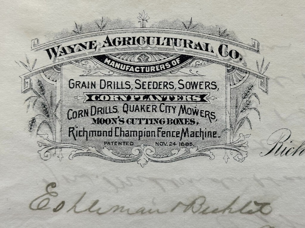 1887 WAYNE AGRICULTURAL Corn Planters FARM Advertising RICHMOND Indiana