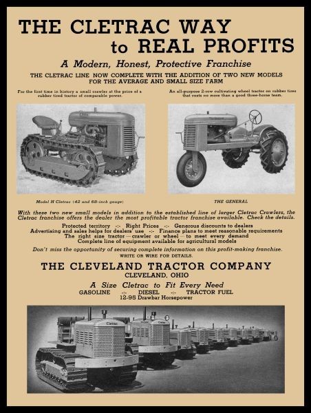 1939 CLETRAC Tractors – General & Model H Pics NEW Sign 24×30″ USA STEEL XL Size