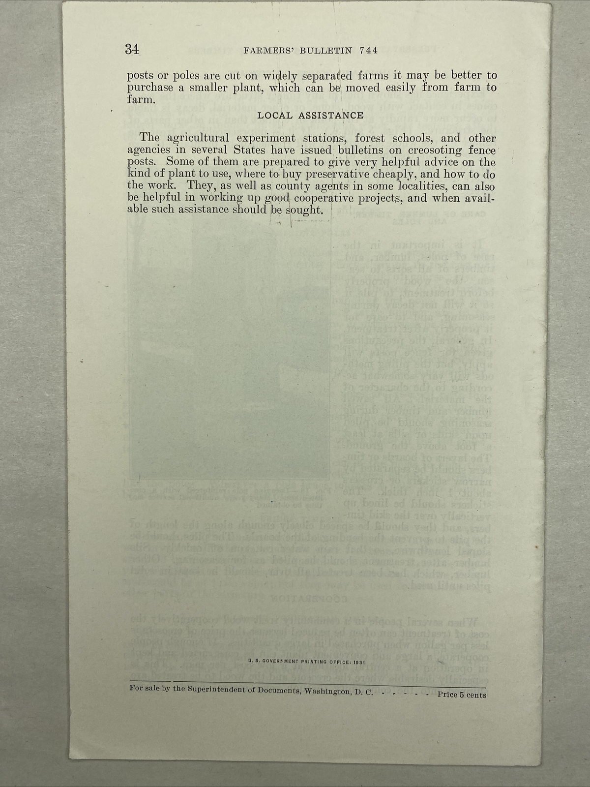 1931 USDA Farmers’ Bulletin No. 744 The Preservative Treatment of Farm Timbers