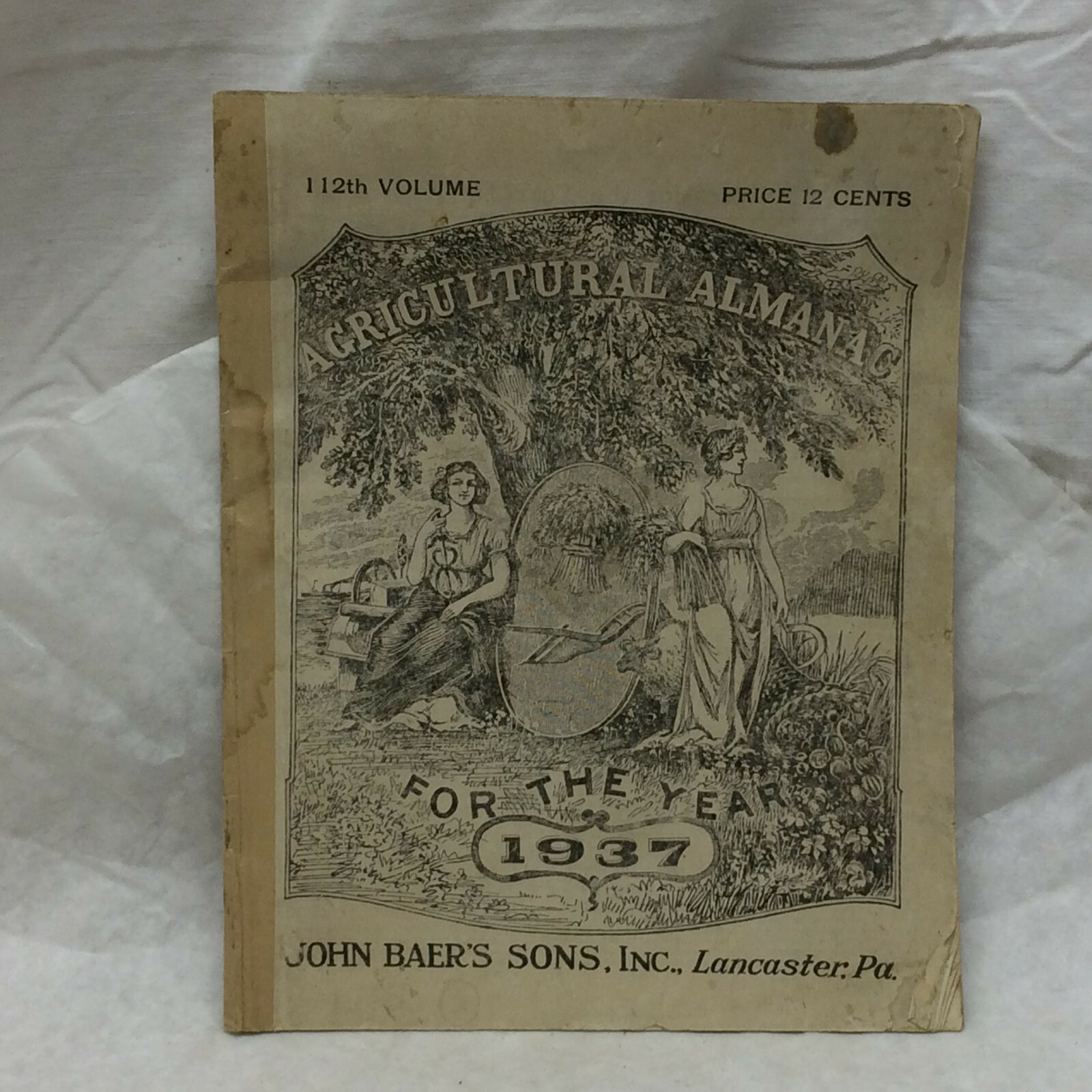 Vintage 1937 John Baer’s Sons Lancaster PA Agricultural Almanac