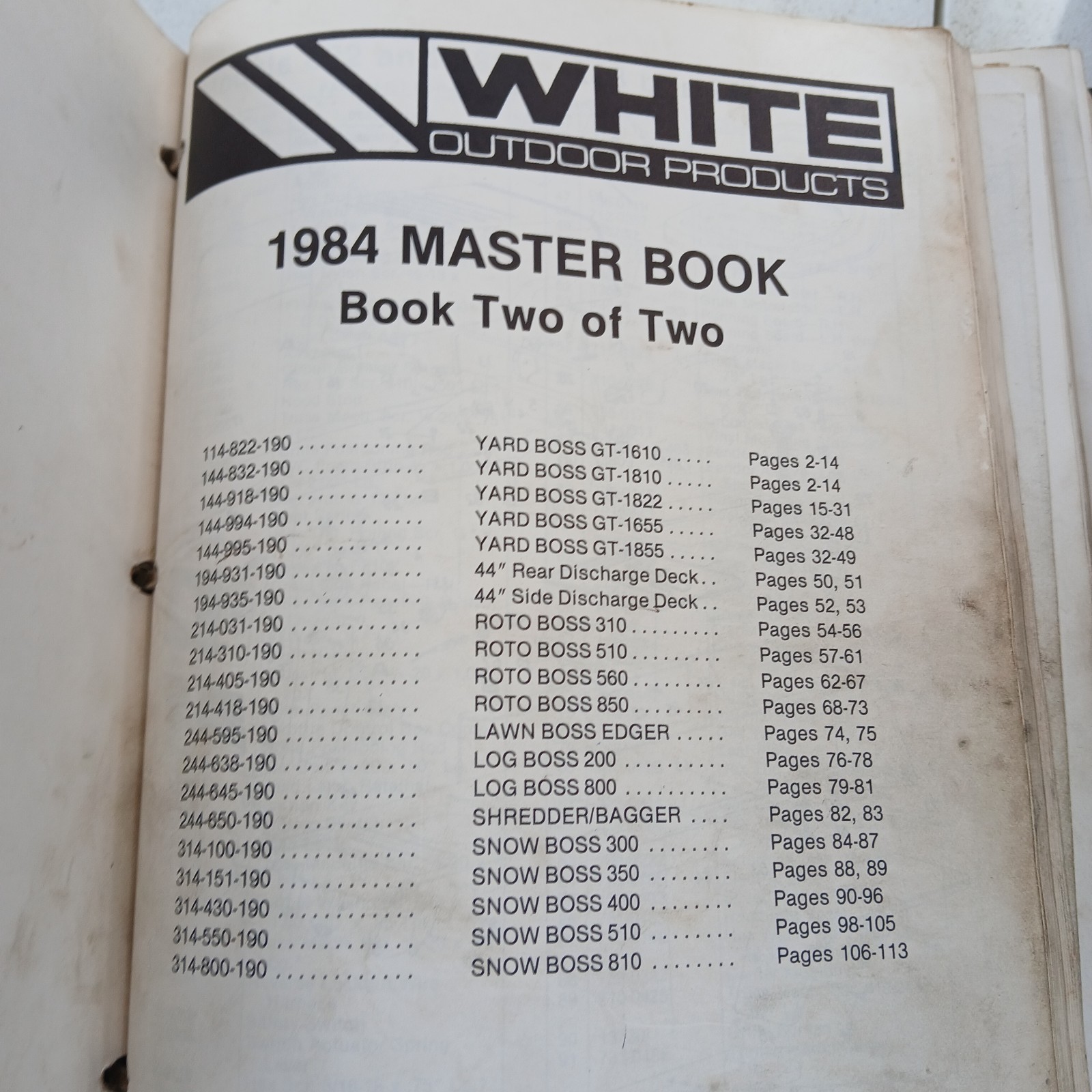 White Lawn Tractors & Attachments Shop Parts Manual