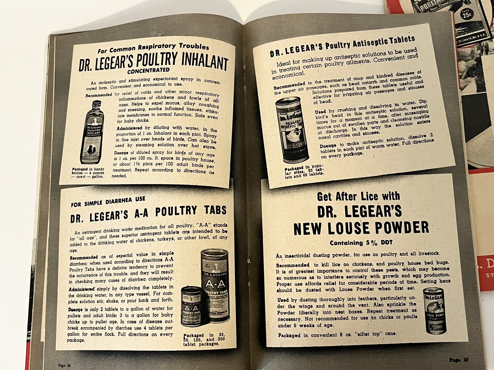 Dr. LeGear’s Booklet Poultry Guide Live Stock Manual Horses Sheep 1940’s LOT 2
