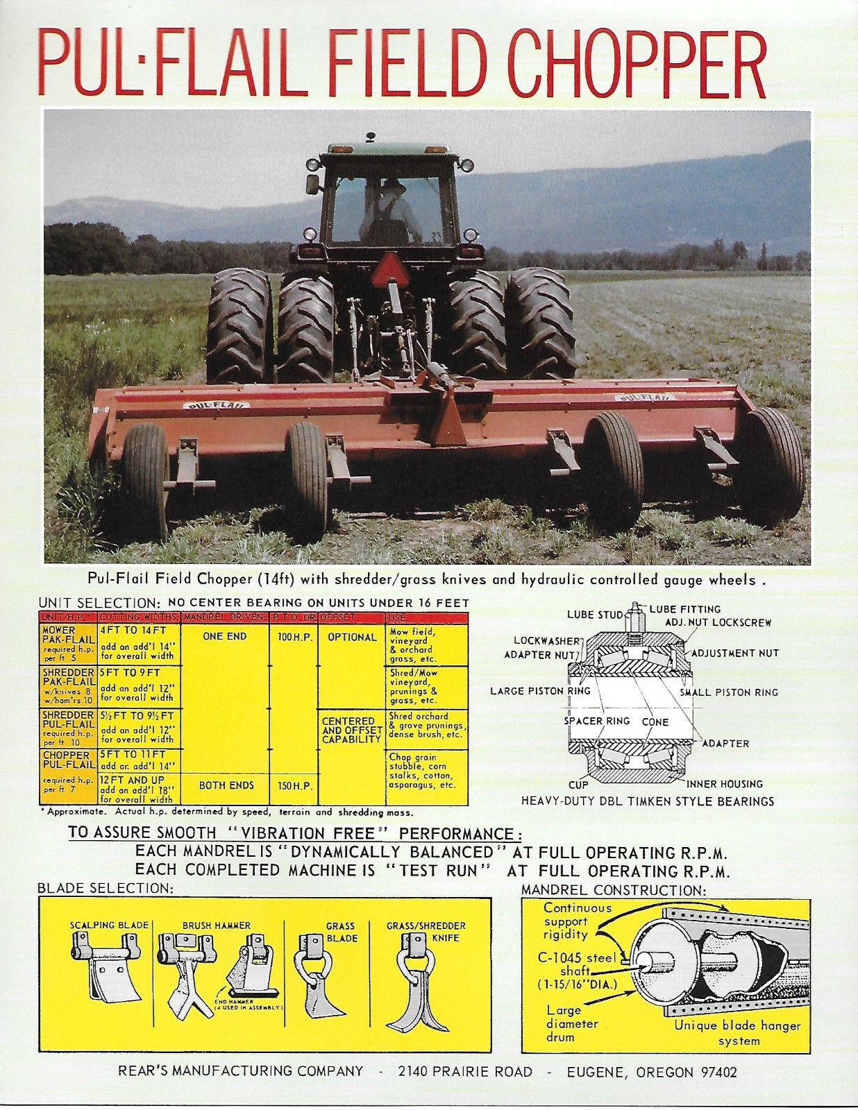 VINTAGE 1960s REAR’S MFG CO PAK FLAIL PUL FLAIL MOWER SHREDDER CHOPPER BROCHURE