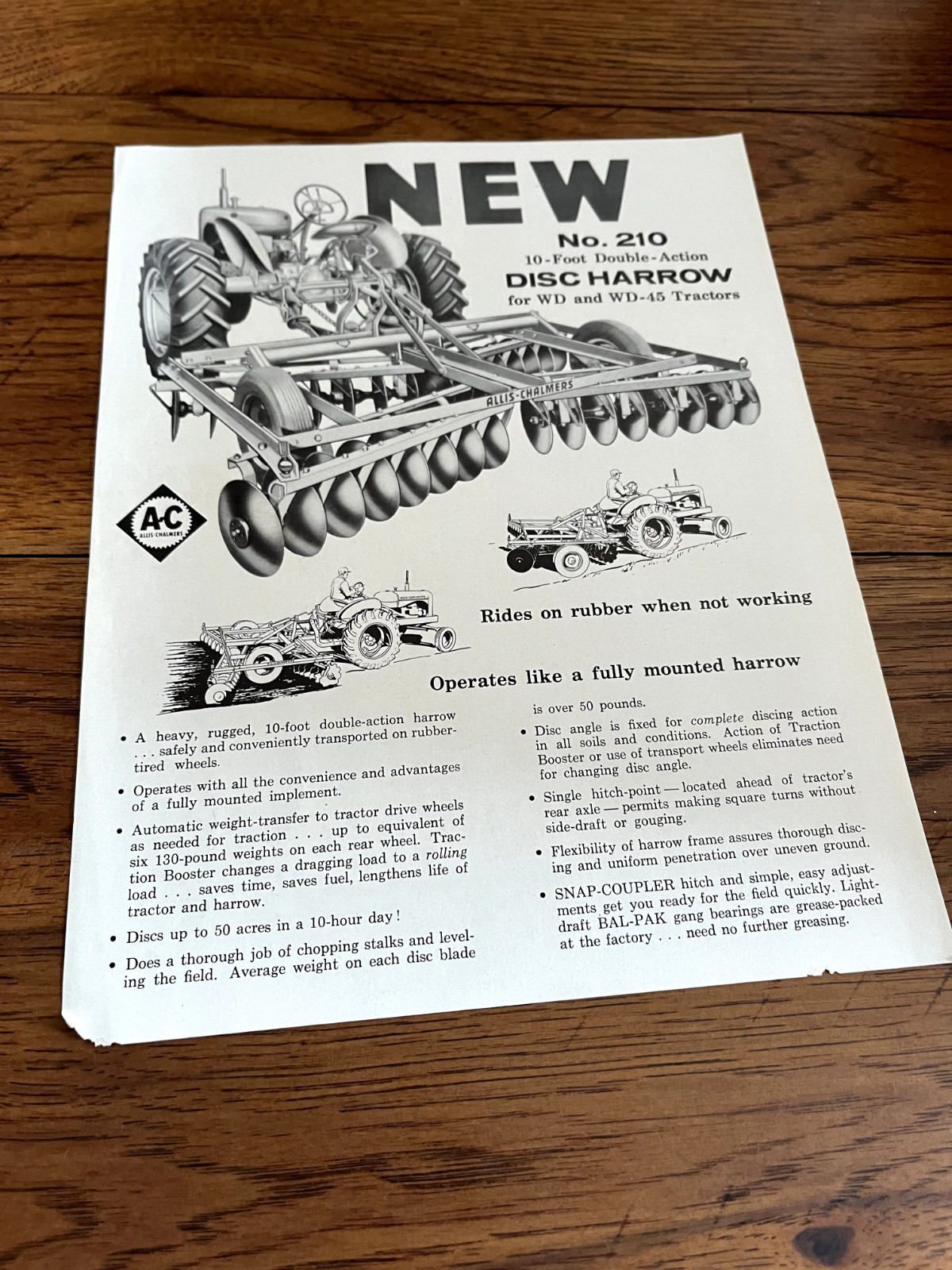 Allis Chalmers 210 Disk For 1955 Brochure FCCA