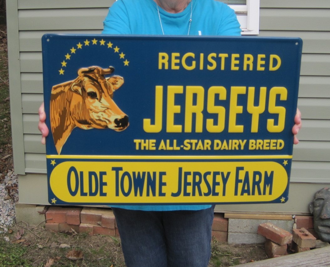 Jersey’s Olde Towne Jersey Cattle Cow Farm Metal Feed & Seed Farm Steel Sign