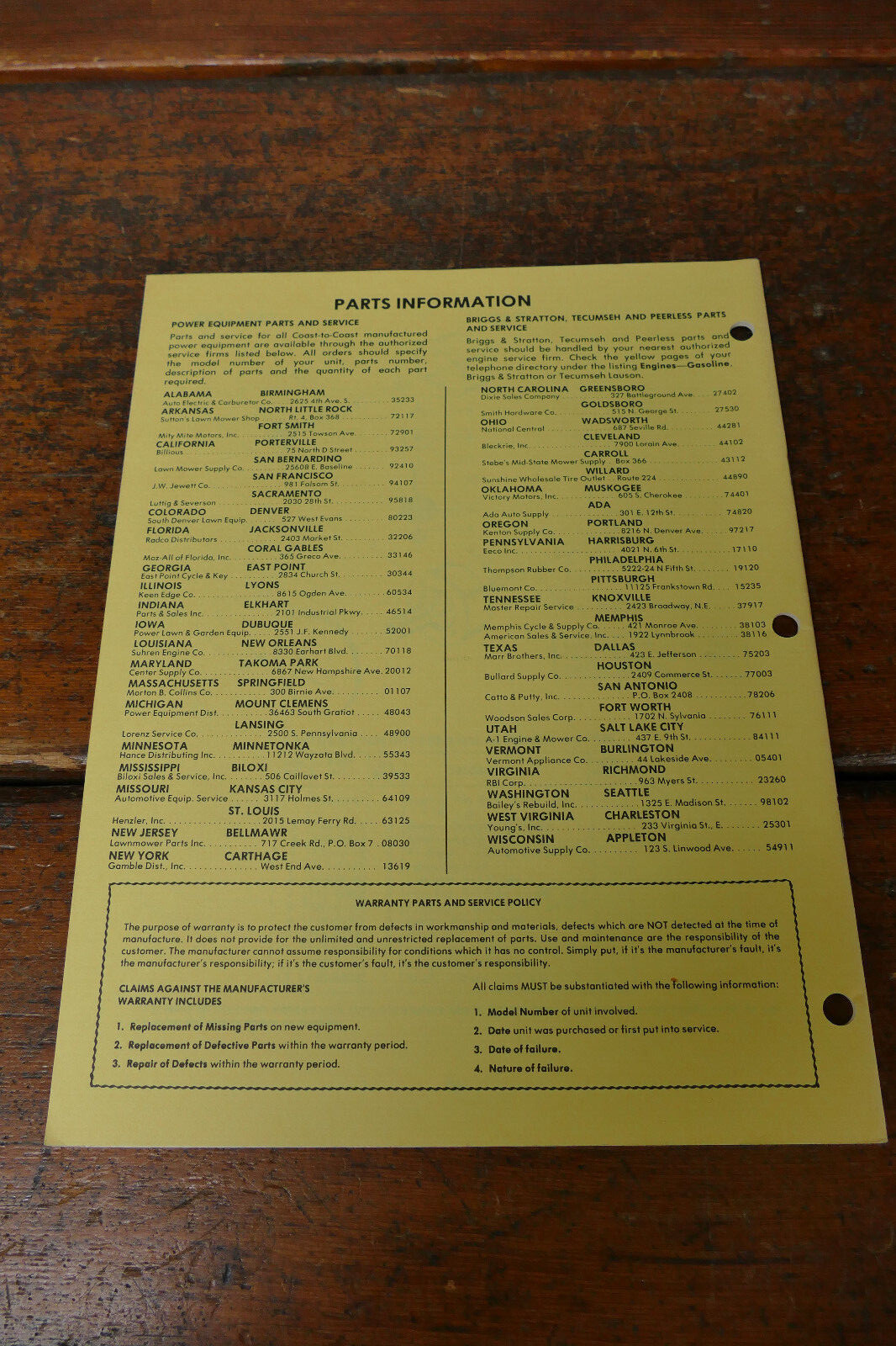 1980s Coast to Coast Owner’s Manual 8HP 30” Electric Start Lawn Tractor 481-1642