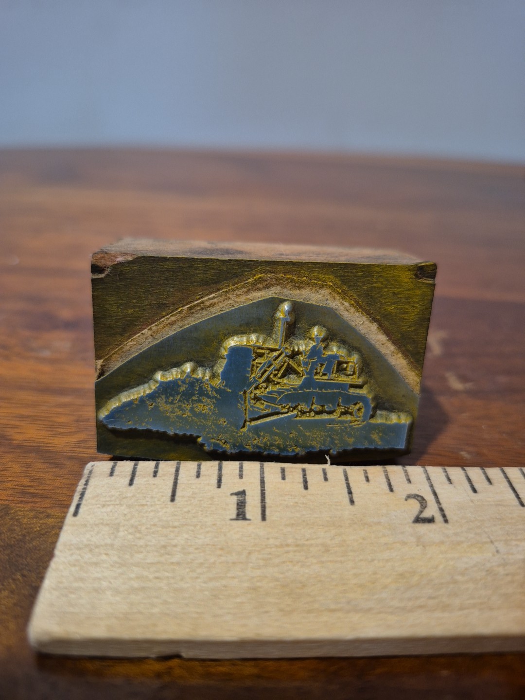 Vintage, Bulldozer Printing Press Block, 2″x1-1/8″x7/8″