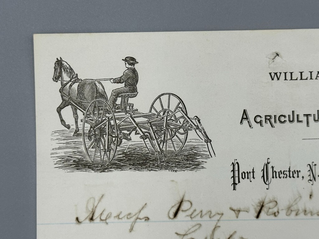 1876 William FIELD Agricultural FARM Advertising Letter PORT CHESTER NY Antique