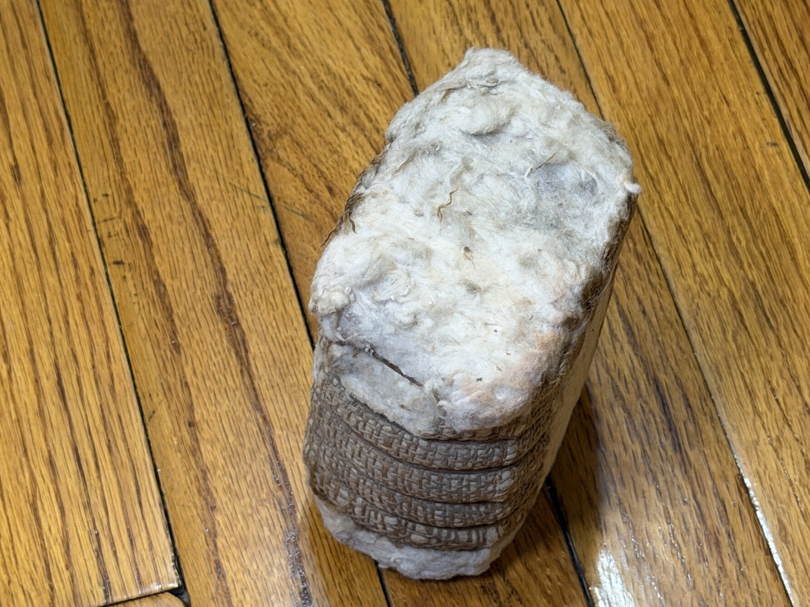 Vintage Miniature Texas Cotton Bale – 5.5″ Real Cotton & Burlap Display Replica
