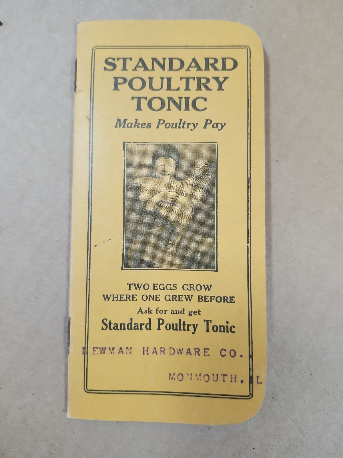 Standard Poultry Tonic Advertising Notebook Newman Hardware Monmouth Illinois