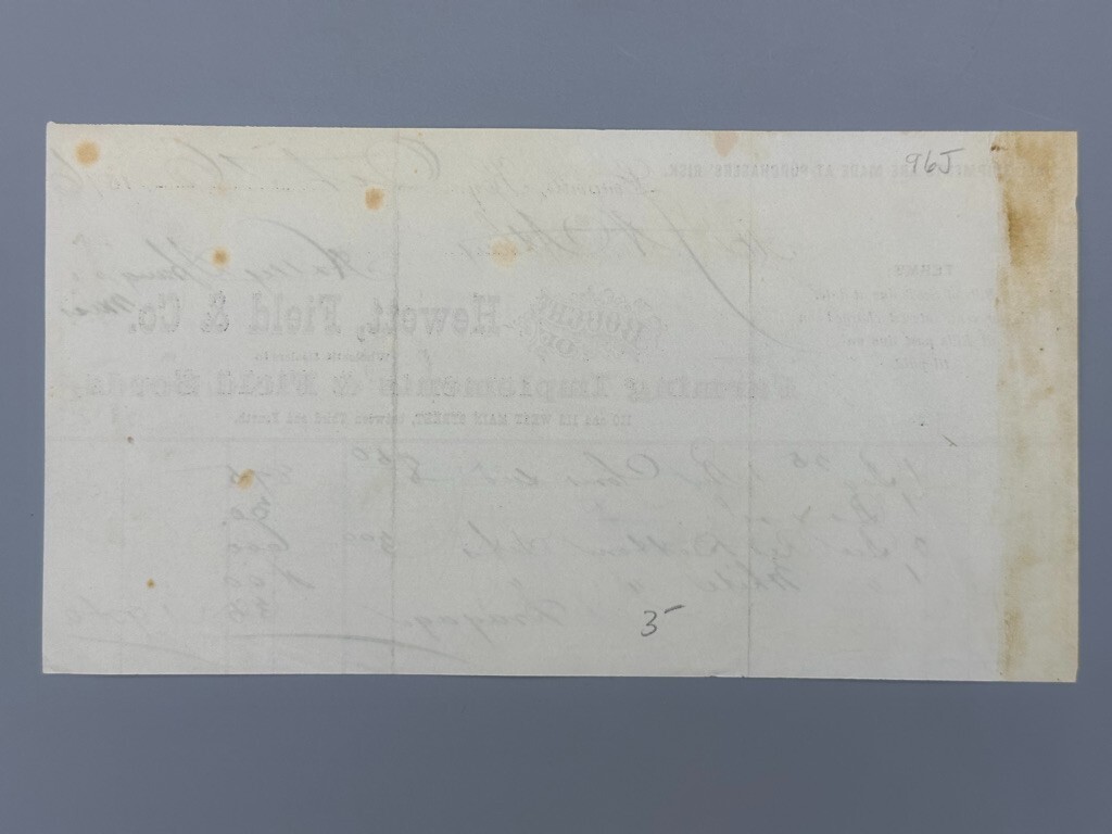 1876 Hewett FIELD SEEDS Farm Implements Advertising LOUISVILLE KENTUCKY Invoice