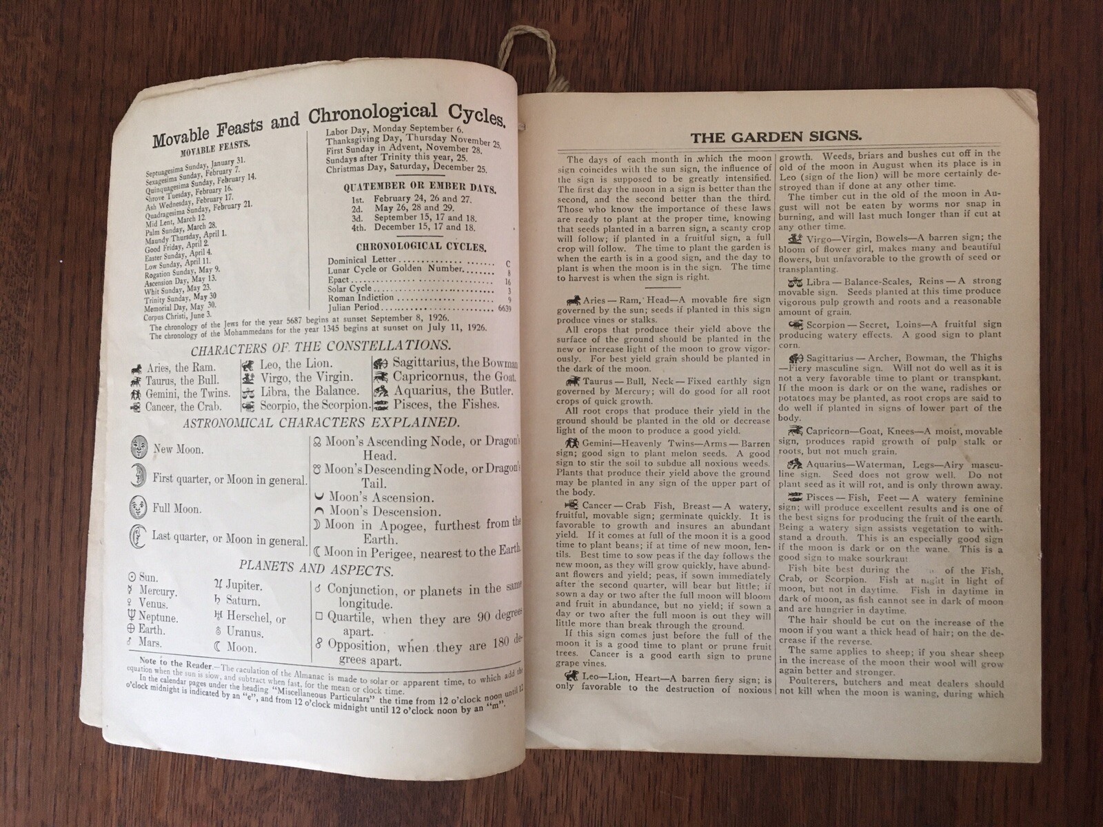 Vintage 1926 John Bear Baer’s Agricultural Almanac Lancaster PA