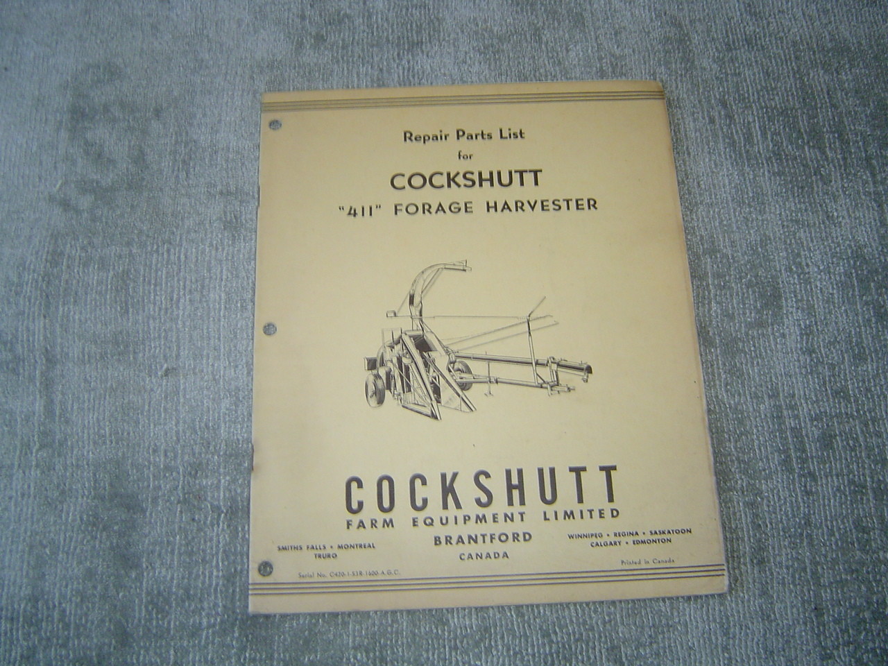 Cockshutt 411 forage harvester parts list catalog manual