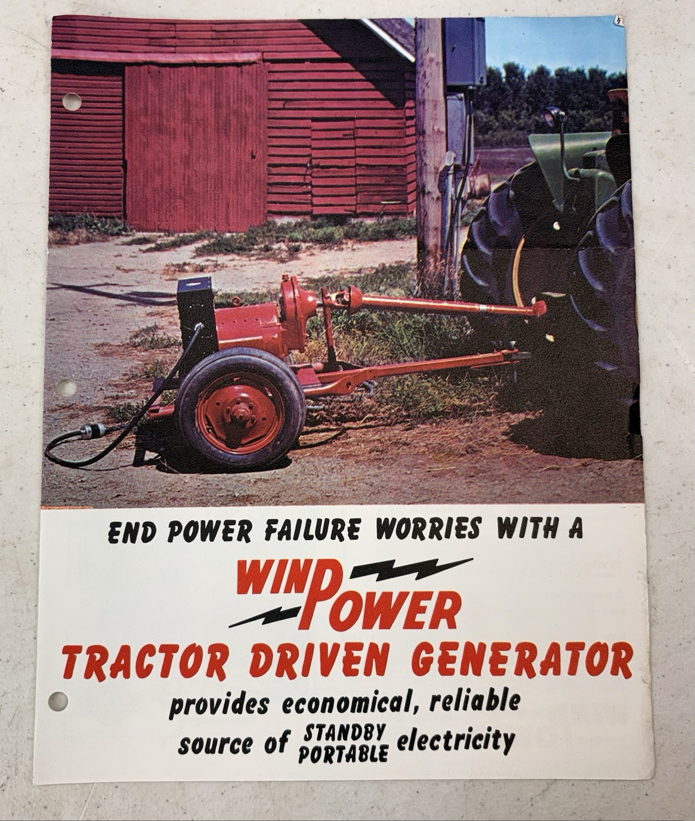 Vintage 1960’s WinPower Tractor Driven Generator Manual & Brochure, Newton Iowa