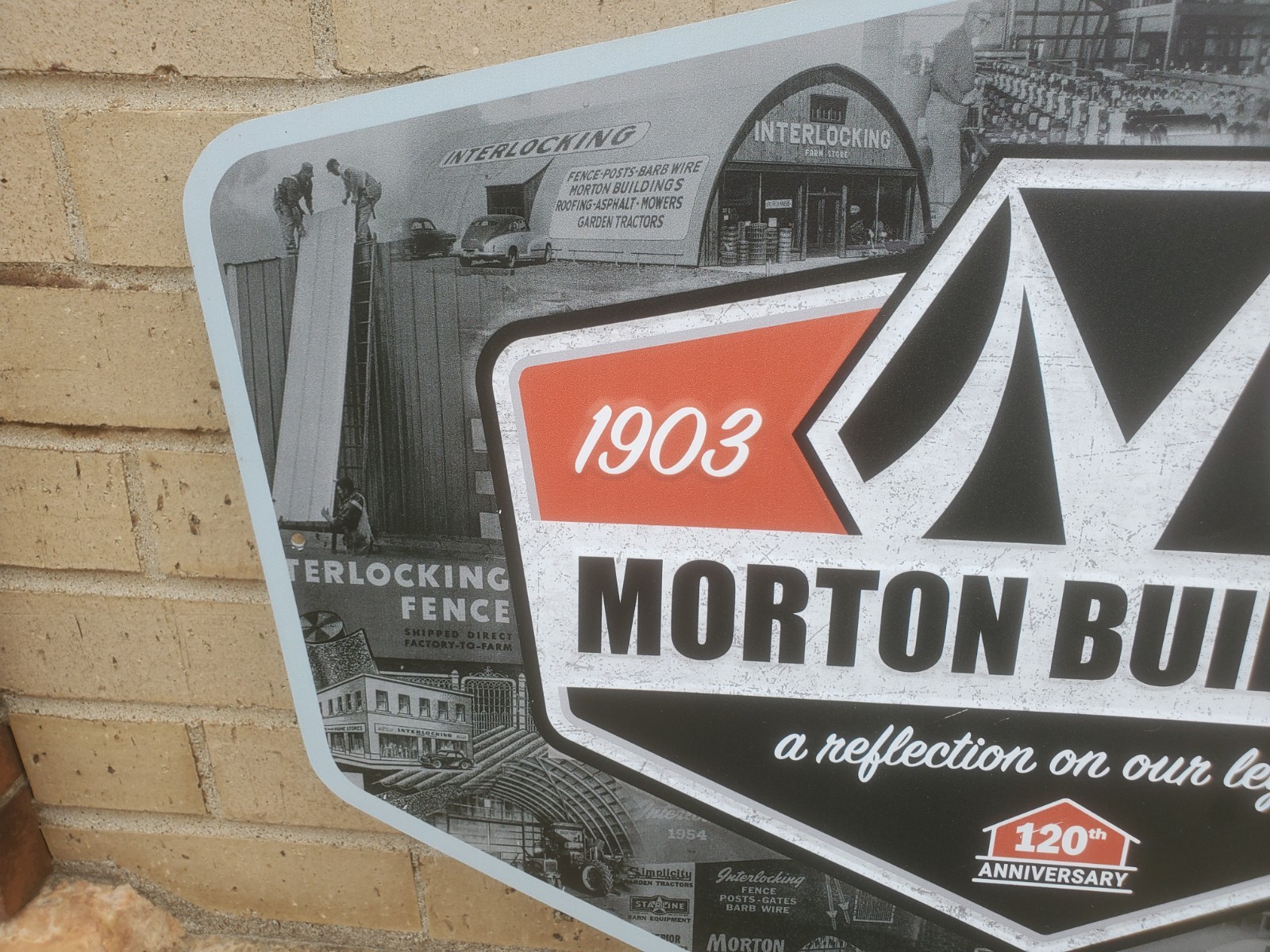 25-1/2″ X 19″ Metal Sign Morton Buildings 120th Anniversary 1903-2023 Farm Decor