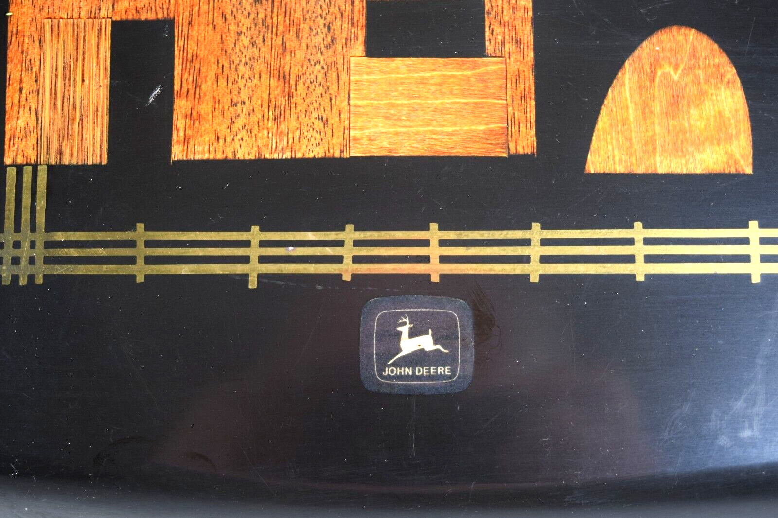 Vtg Couroc Tray Black Lacquer Hand Crafted 12″ x 9″ Monterey, Ca Farm John Deere