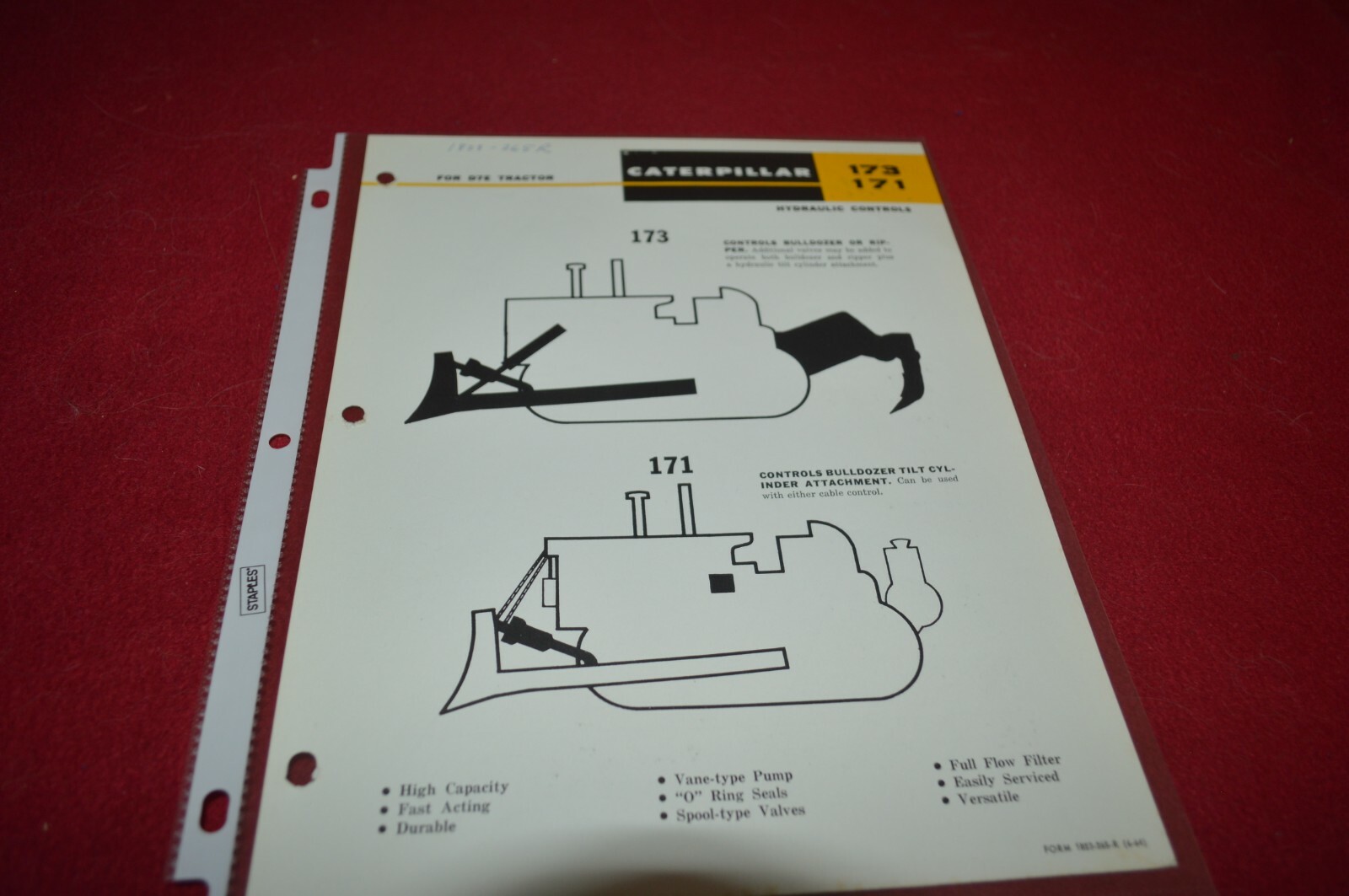 Caterpillar 173 171 Hydraulic Controls For 1964 Dealer’s Brochure AMIL16