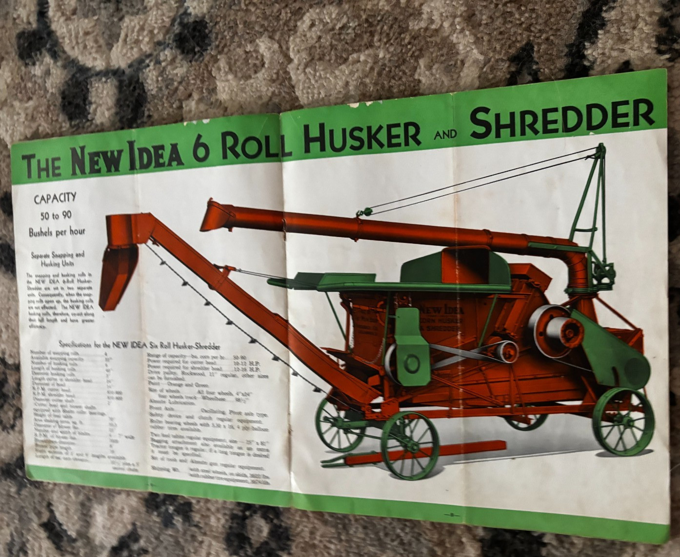 New Idea 6 Roll & Husker Shredder For 1937 Brochure DCPA26
