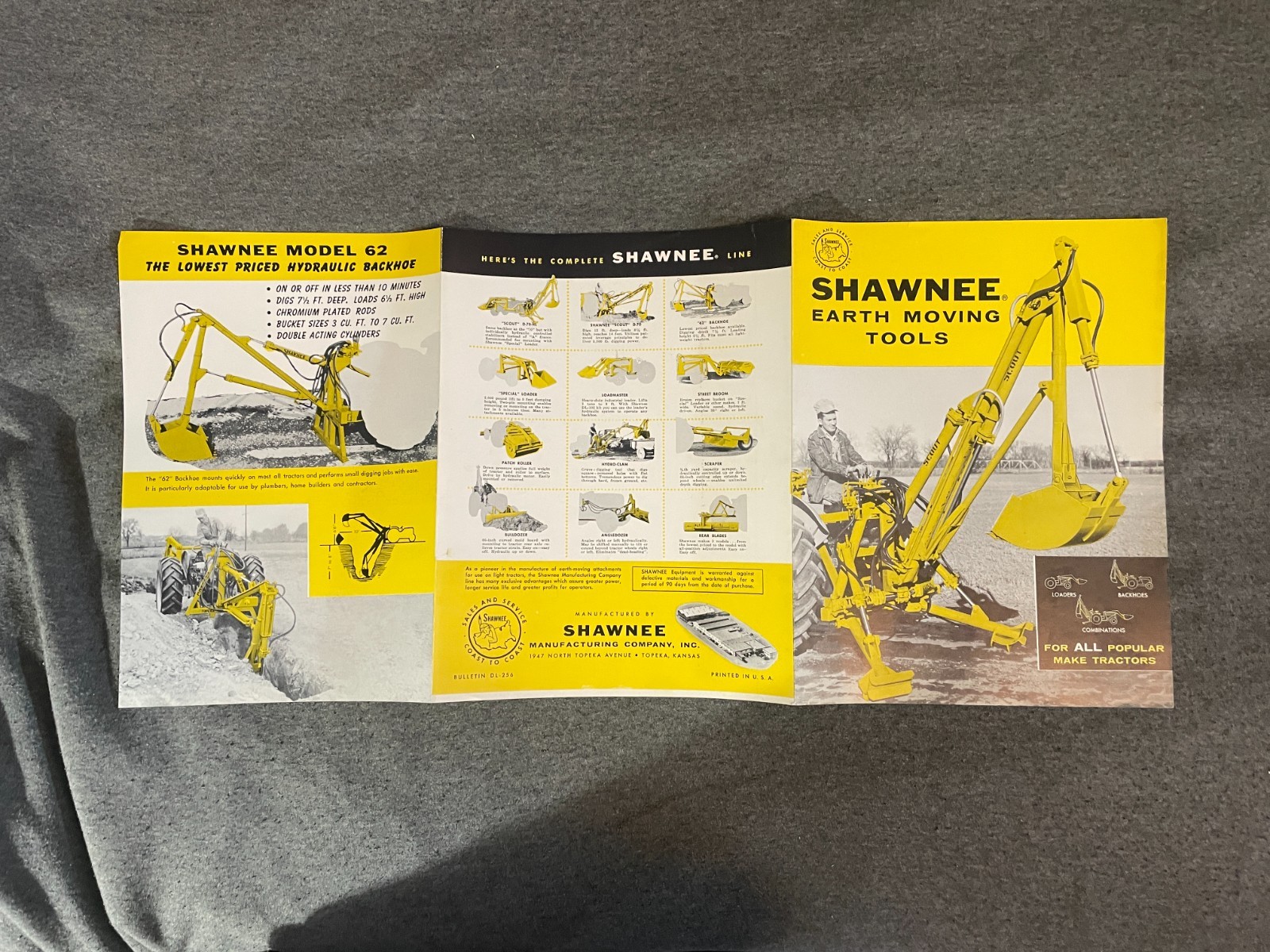 1950’s Shawnee Earth Moving Tools Tractors Brochure Loaders Backhoes Combination