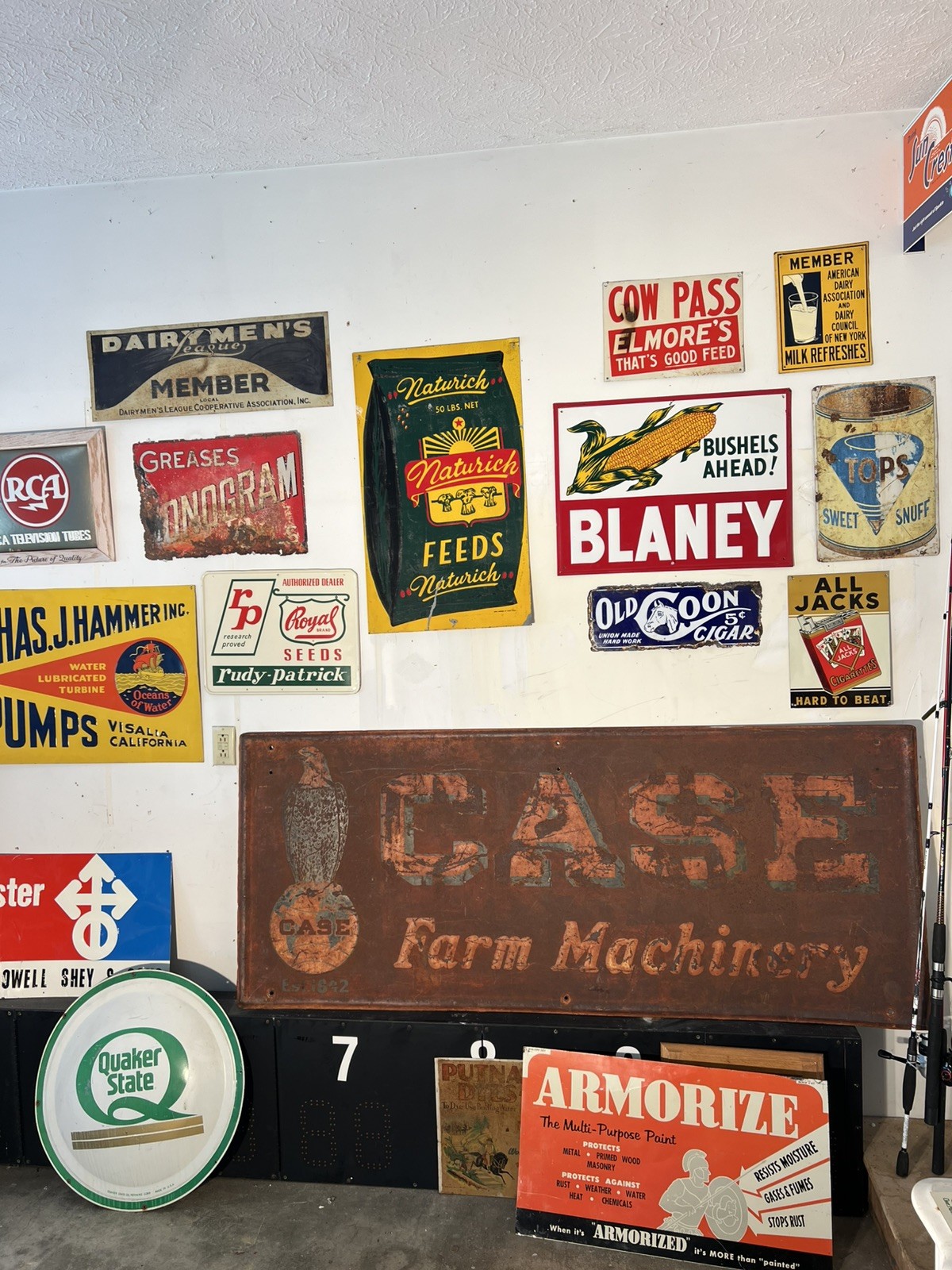 CASE Farm Machinery Sign 1920-30’s Eagle GAS OIL SODA COLA Patina 72×30