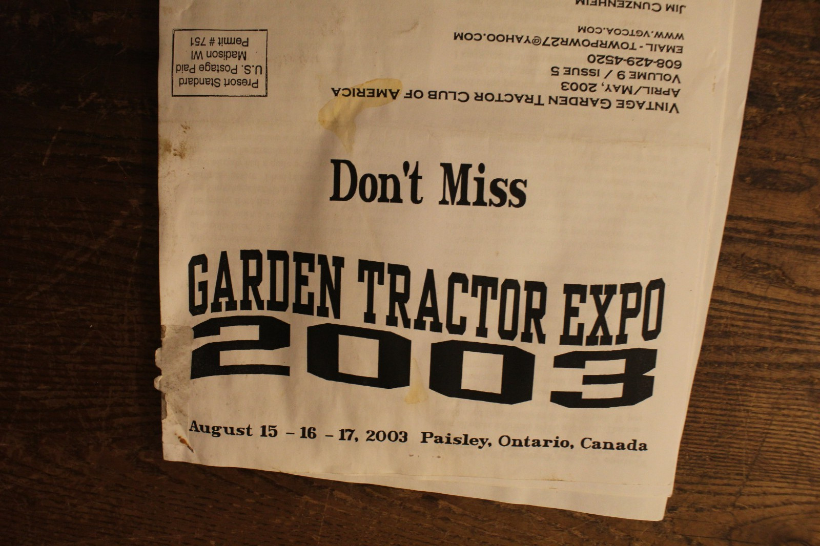 Garden Expo 2003 Paperwork and 2 “George” Decals (Garden Tractor)
