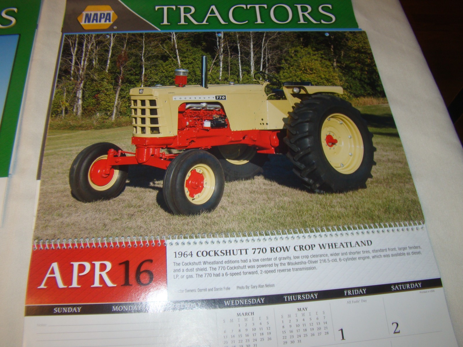 Lot of 4 2016 Napa Tractor Classics of Yesteryear Calendars Pittsgrove NJ 08318