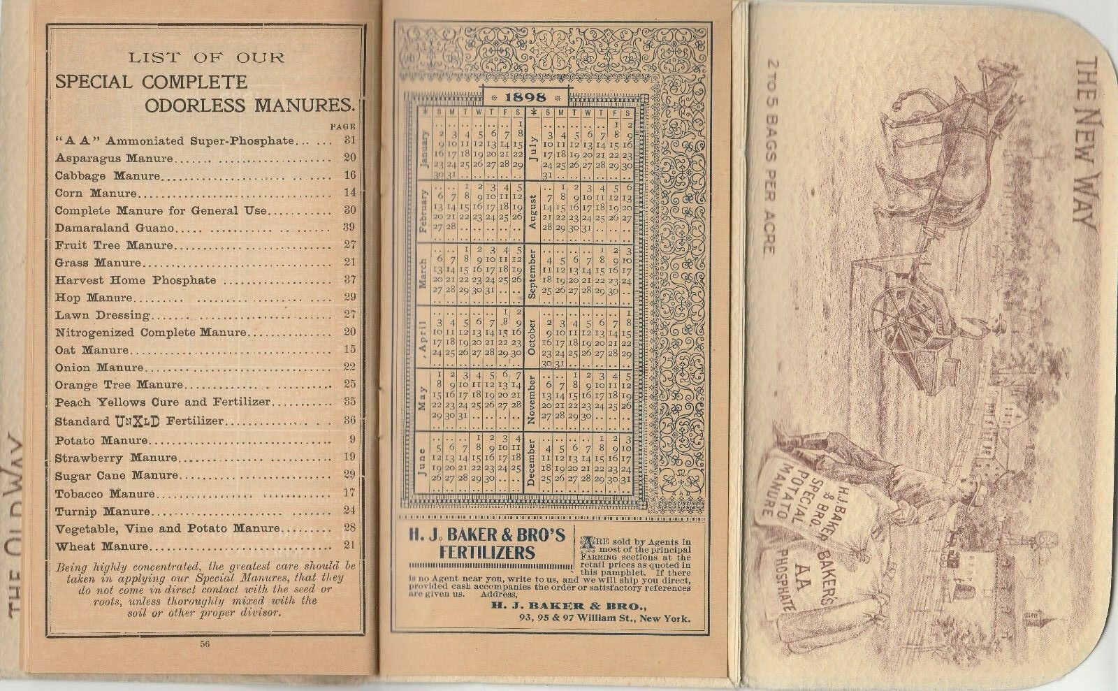 1898 FACTS FOR FARMERS~H.J. BAKER FERTILIZERS,MANURES SALES BROCHURE