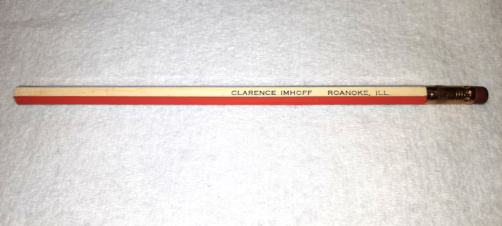 LONG FERRULE”Swiss Bell Farm*Reg. Swiss Brown Cattle*Roanoke, ILL”Unused Pencil