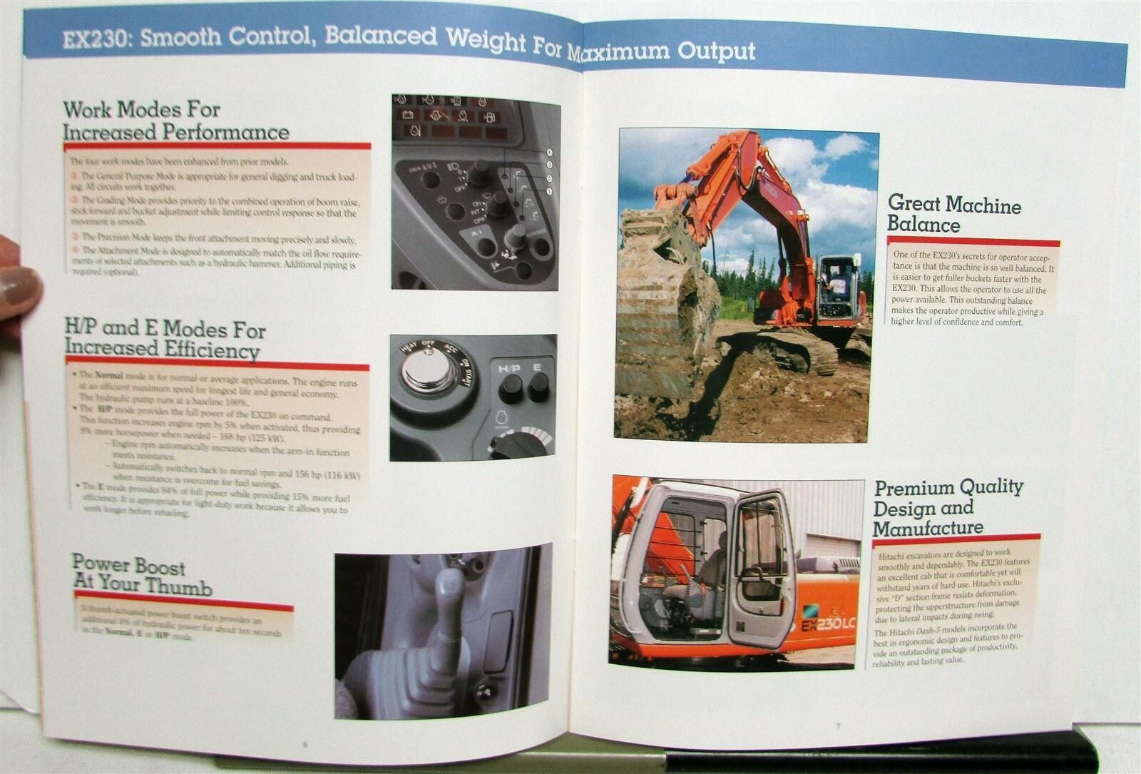 1998 Hitachi Super EX230V Excavator Specifications Construction Sales Brochure